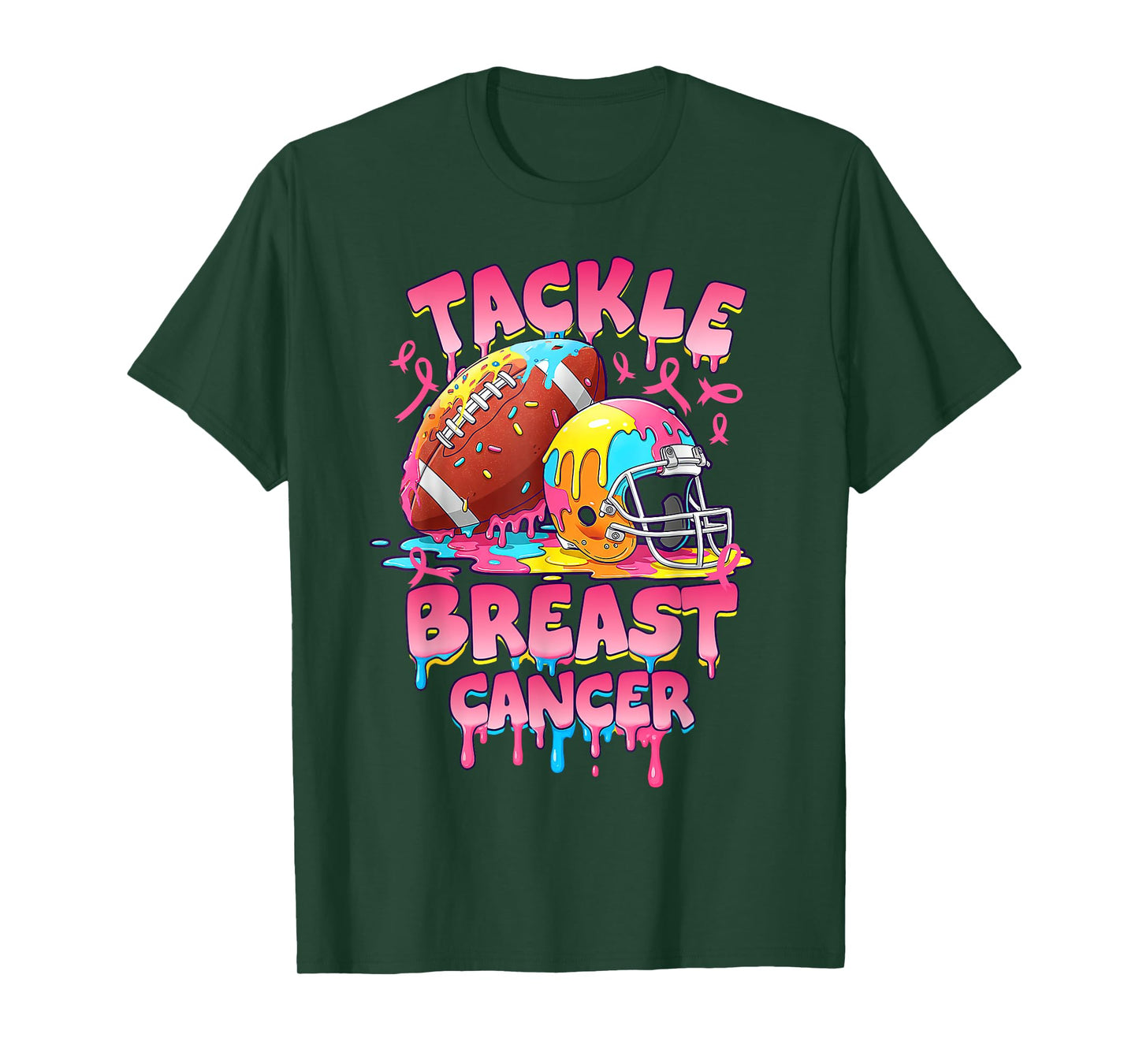 Tackle Breast Cancer Football American Drip October Month T-Shirt