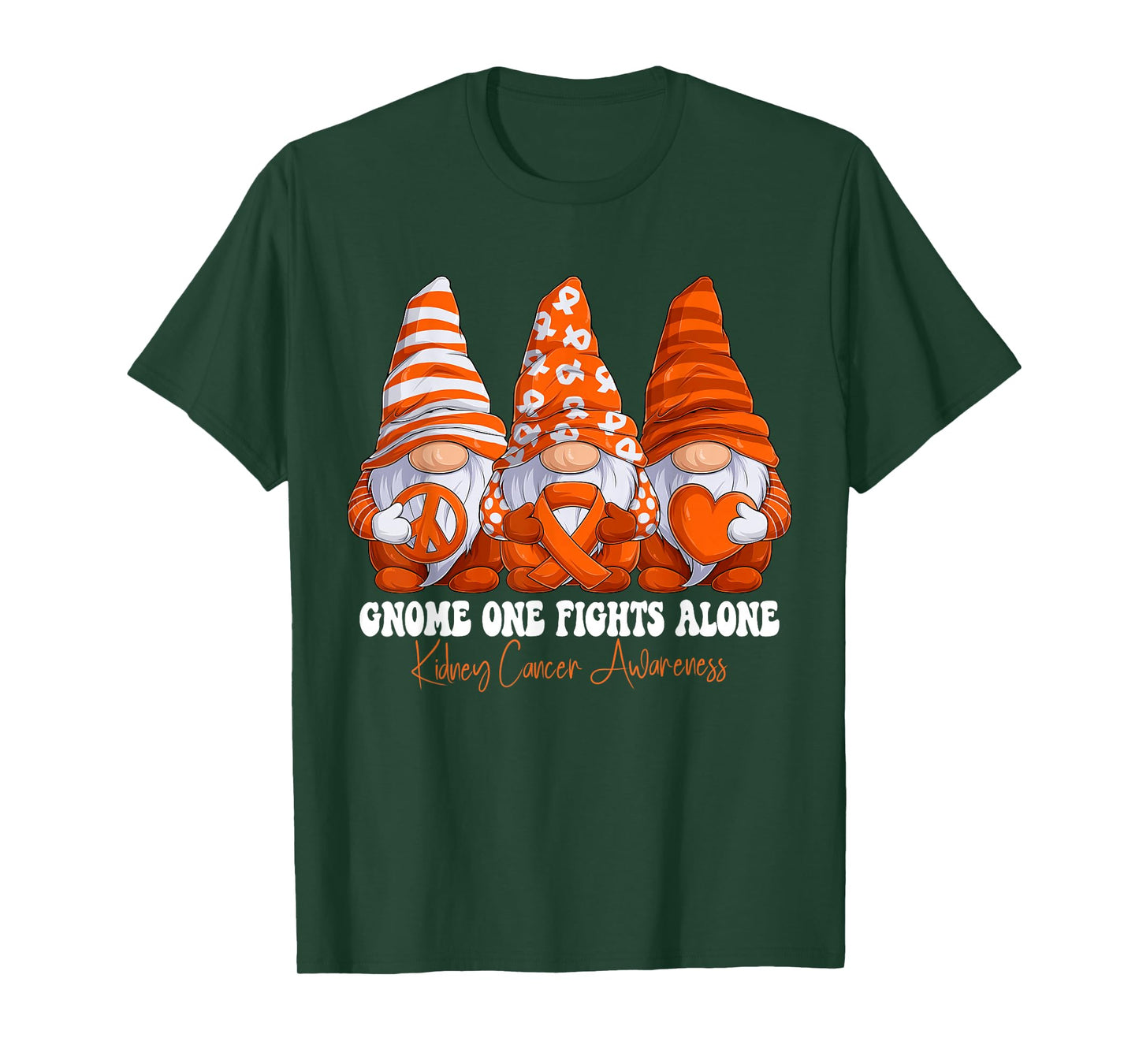 Kidney Cancer Awareness Month Orange Ribbon Gnomies Support T-Shirt