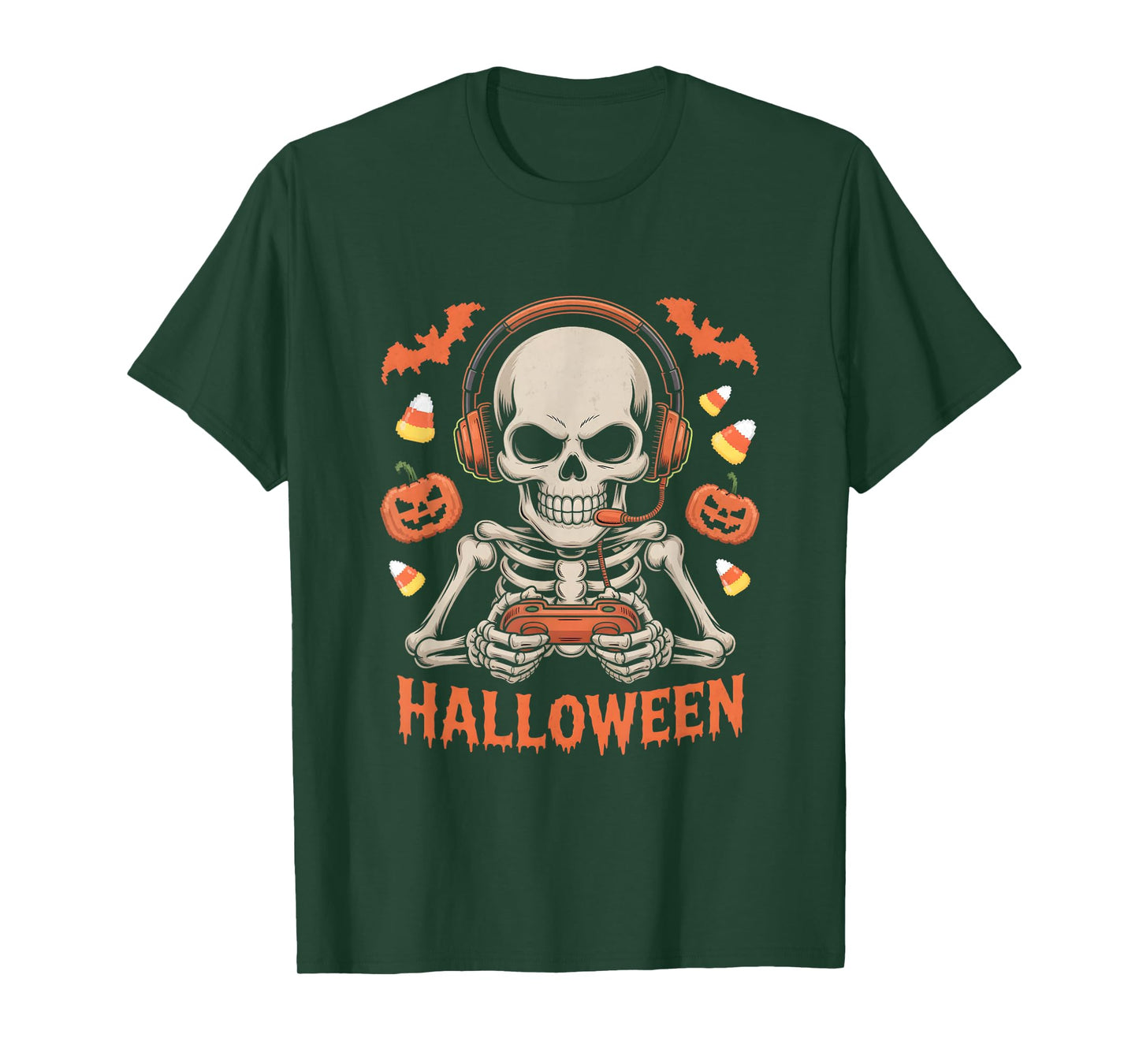 Halloween Skeleton Gamer Gaming T-Shirt