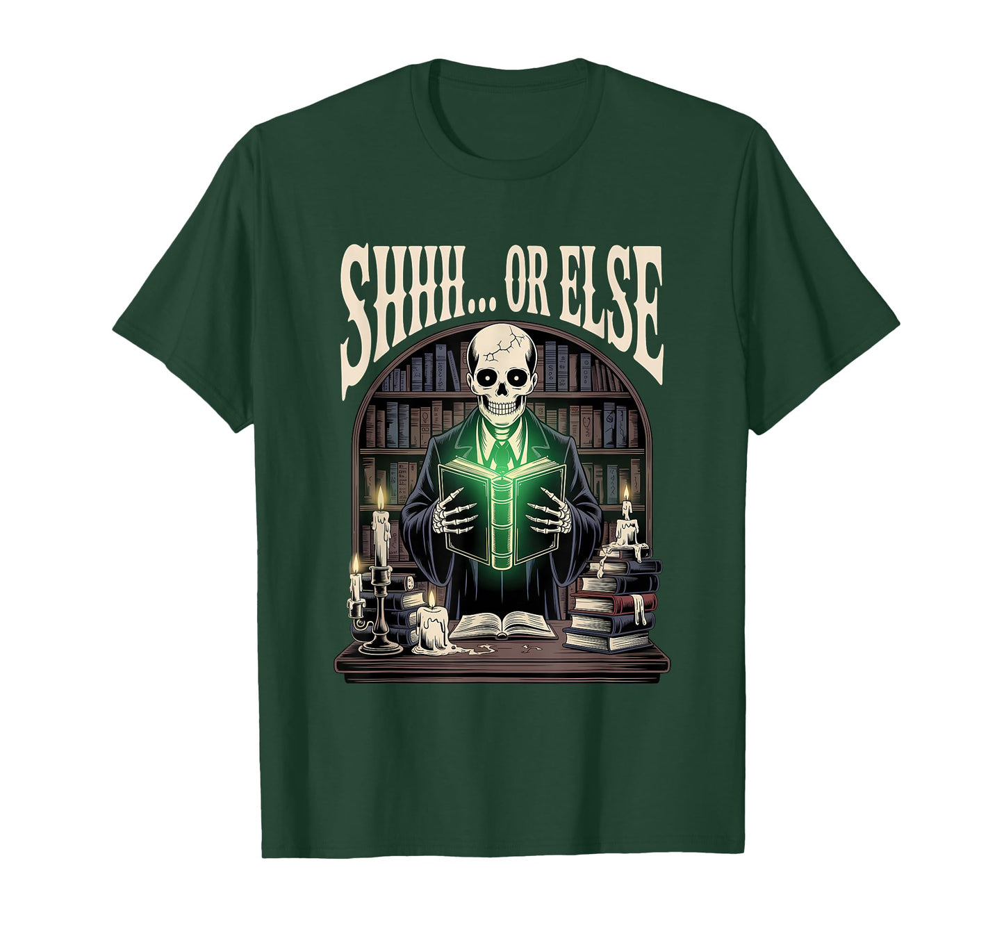 Skeleton Librarian Halloween Funny Spooky Book T-Shirt