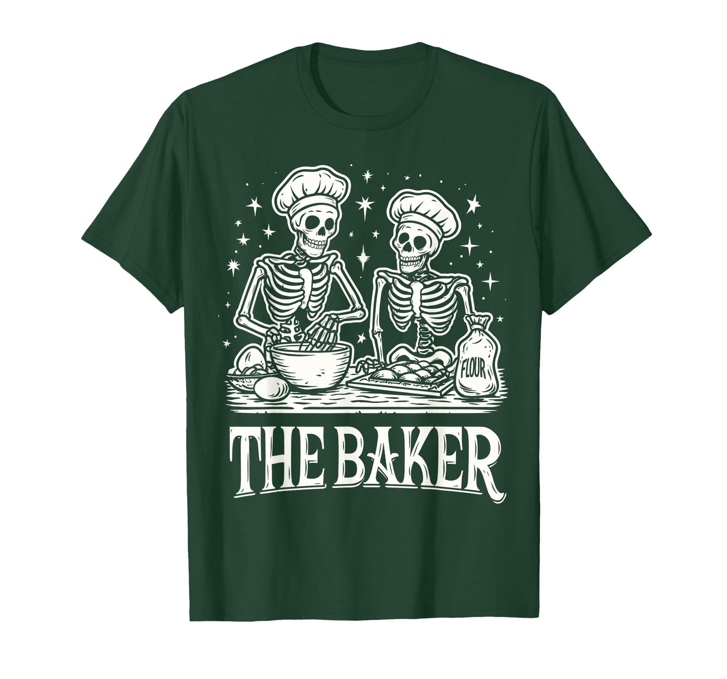 Skeletons Baker Halloween Baking Bakery Cake Lover Vintage T-Shirt