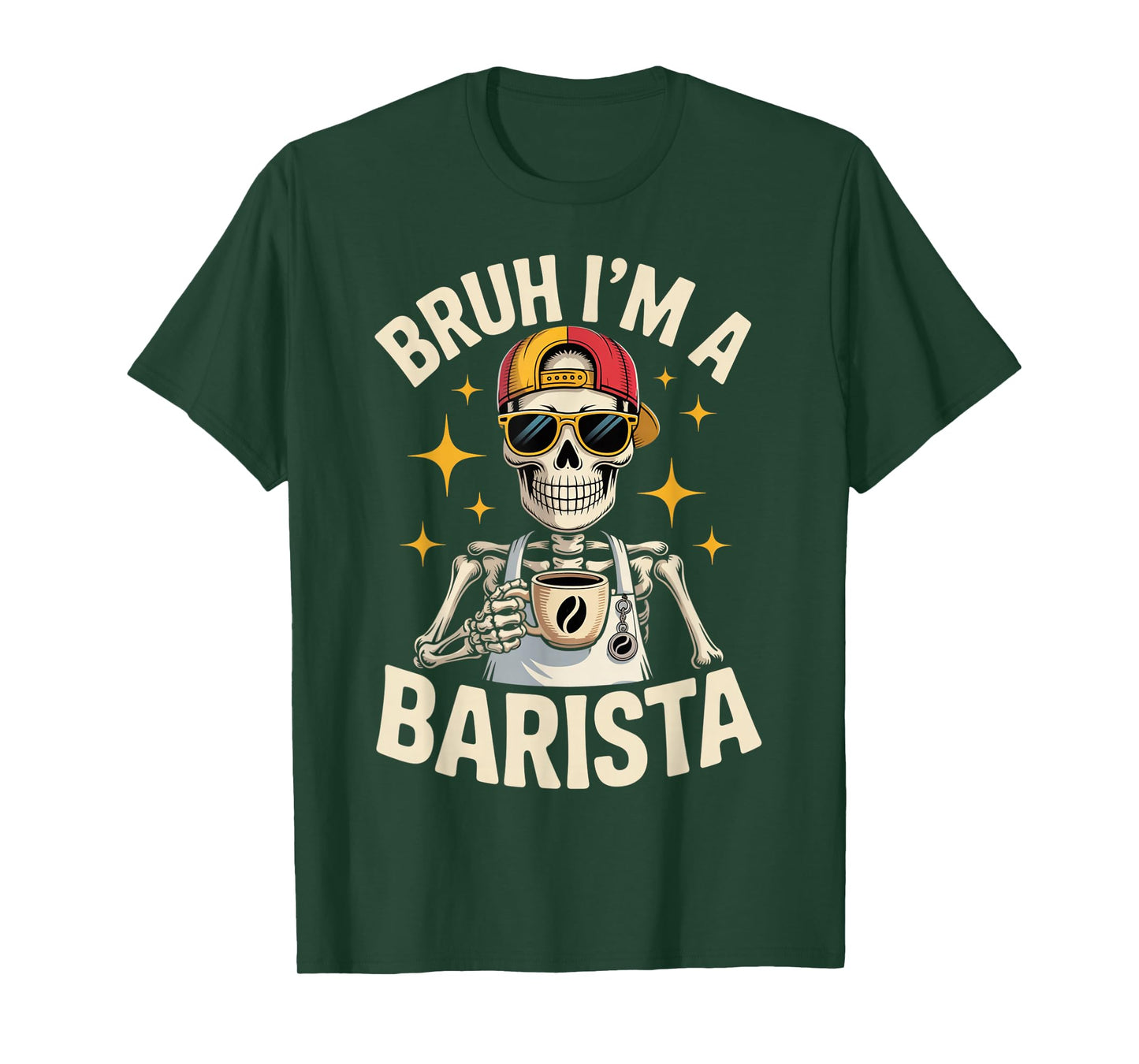 Bruh I'm a Barista Funny Skeleton Halloween Spooky Costume T-Shirt