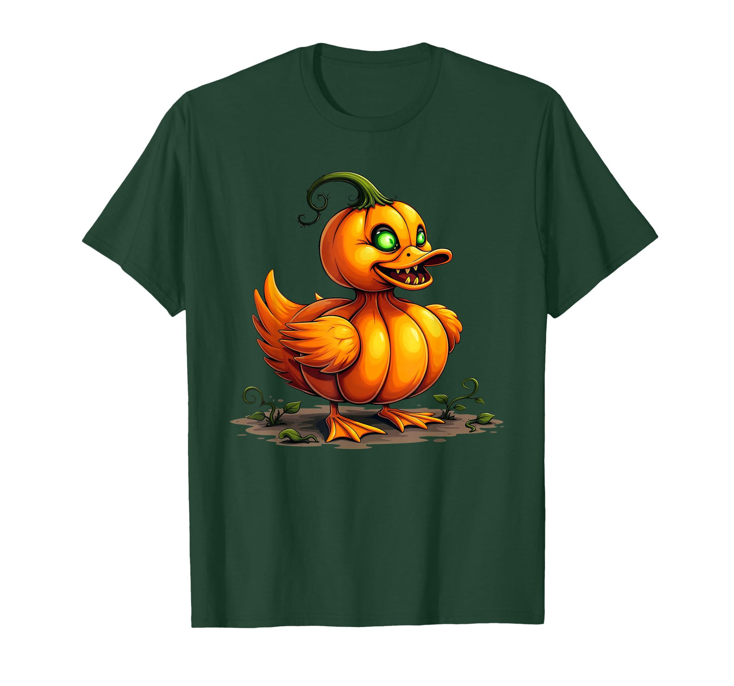 Scary Duck Pumpkin Funny Halloween Womens Mens Kids T-Shirt