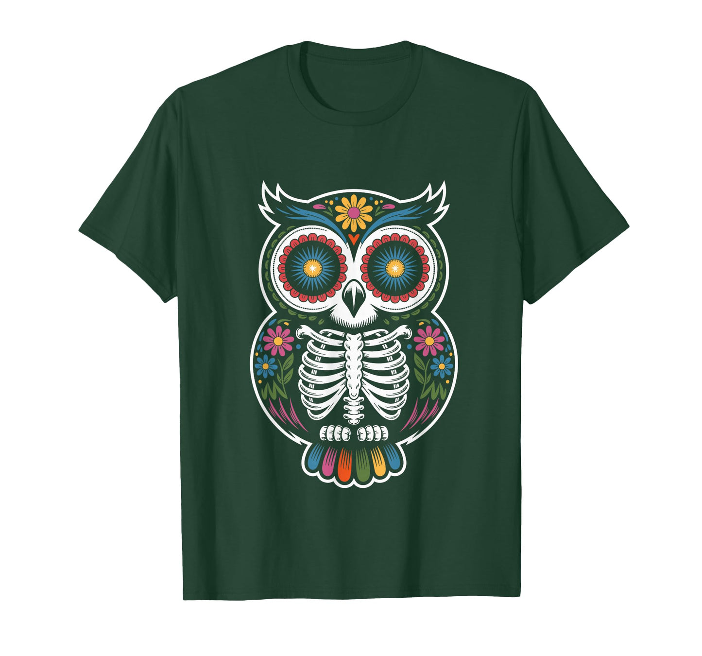 Owl Sugar Skull Dia De Los Muertos Mexican T-Shirt