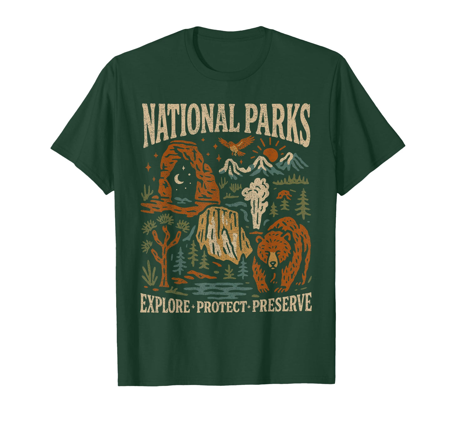 Explore Protect Preserve Park Bear, National Park Lover Gift T-Shirt