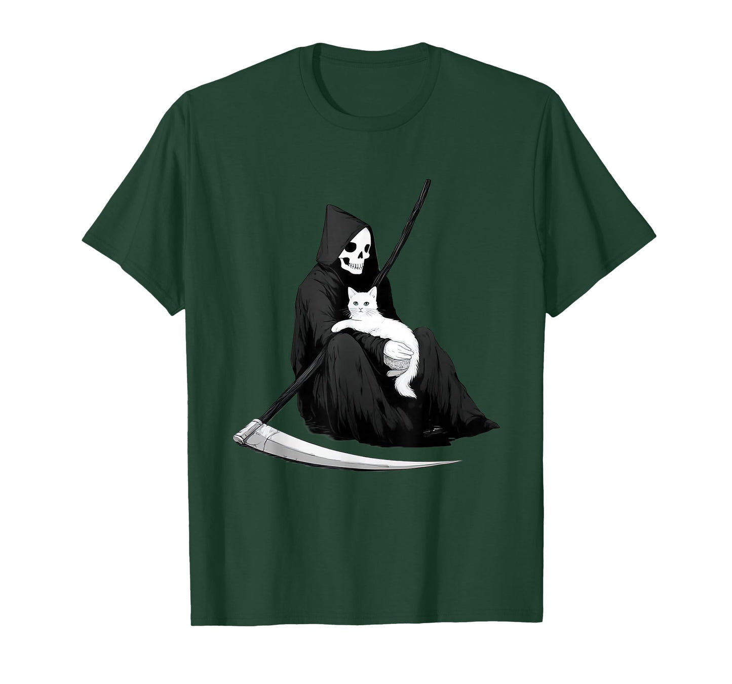Skeleton Death Cat Lover Funny Skull & Kitty Halloween T-Shirt