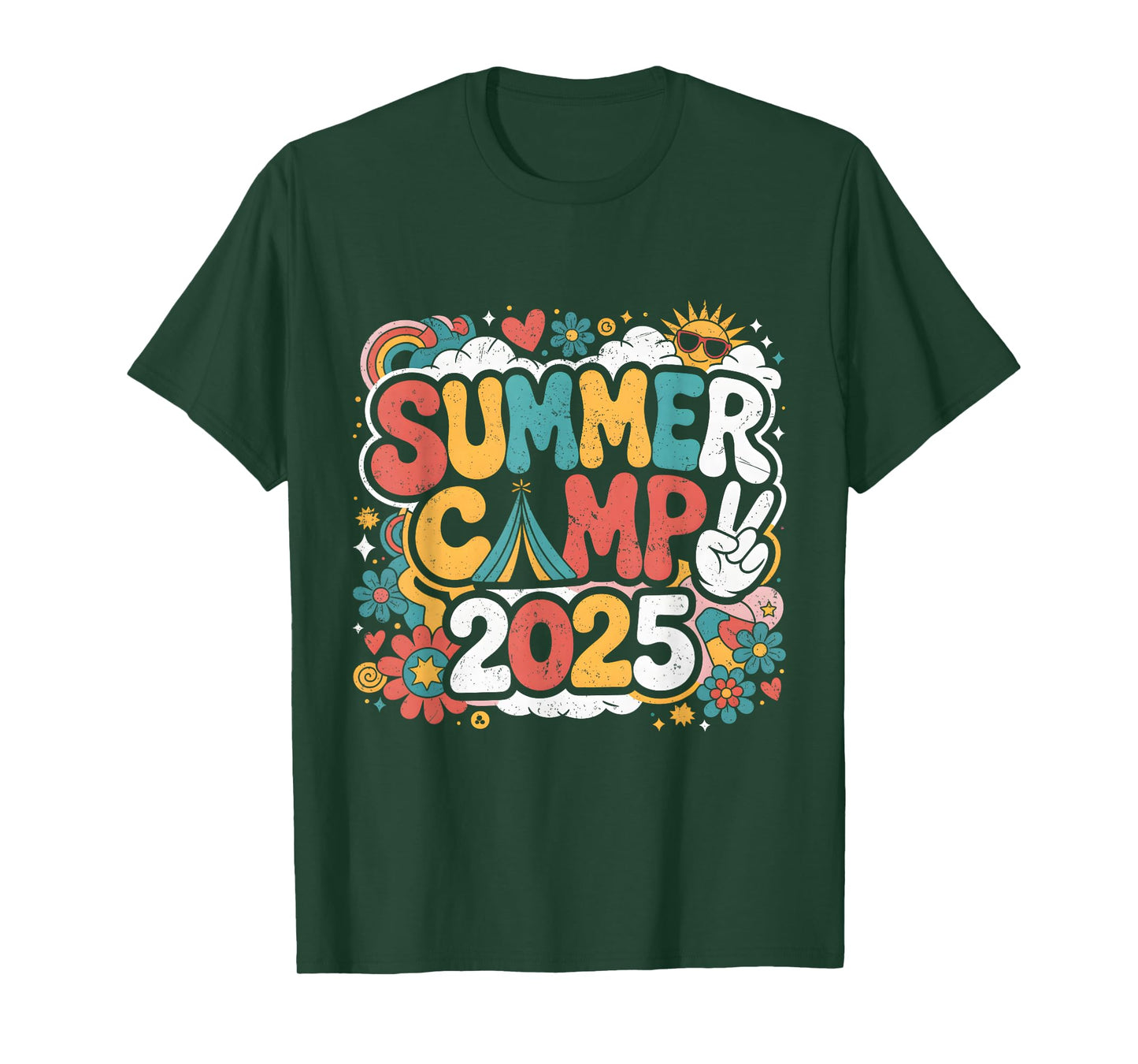Summer Camp 2025 Groovy Summer Break Teachers Students T-Shirt