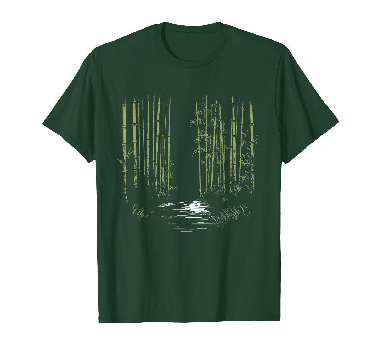 Minimalist Asian Bamboo Forest Line Art Nature T-Shirt