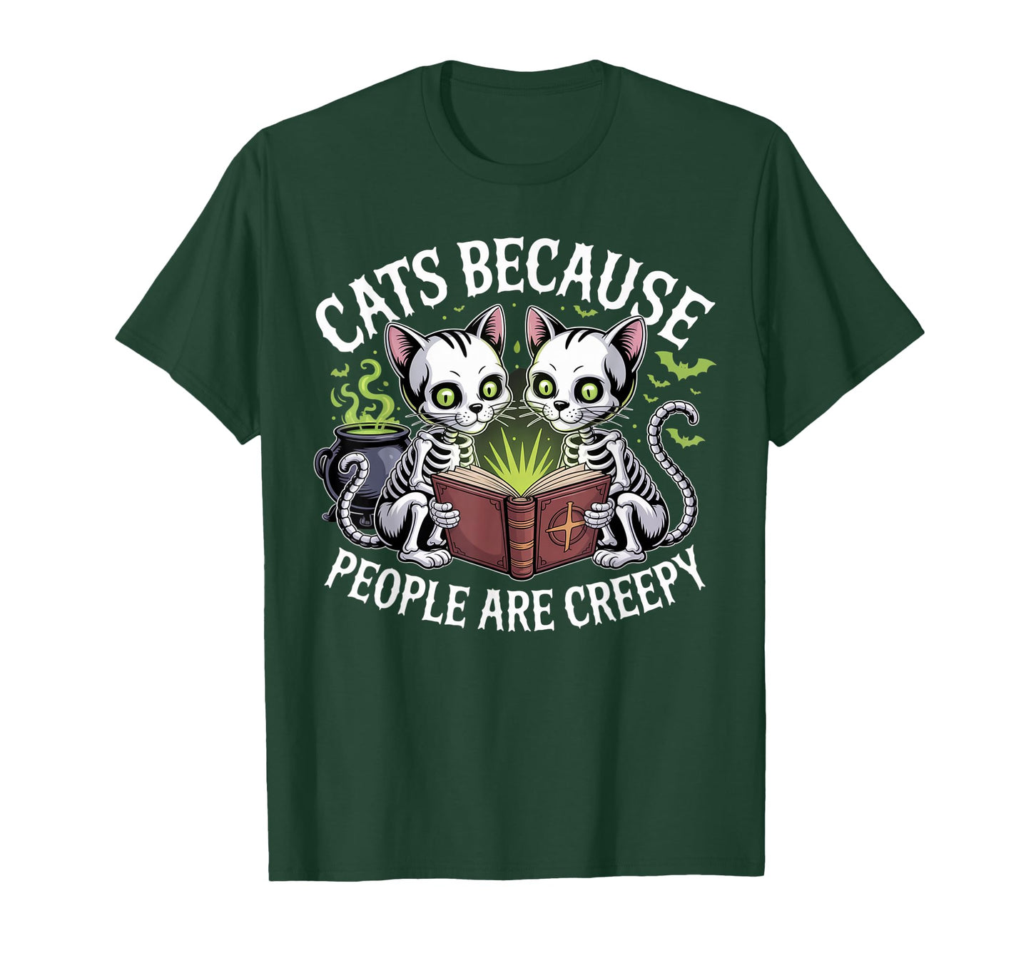 Cats Because People are Creepy Ghost Halloween Cat Mom Kids T-Shirt