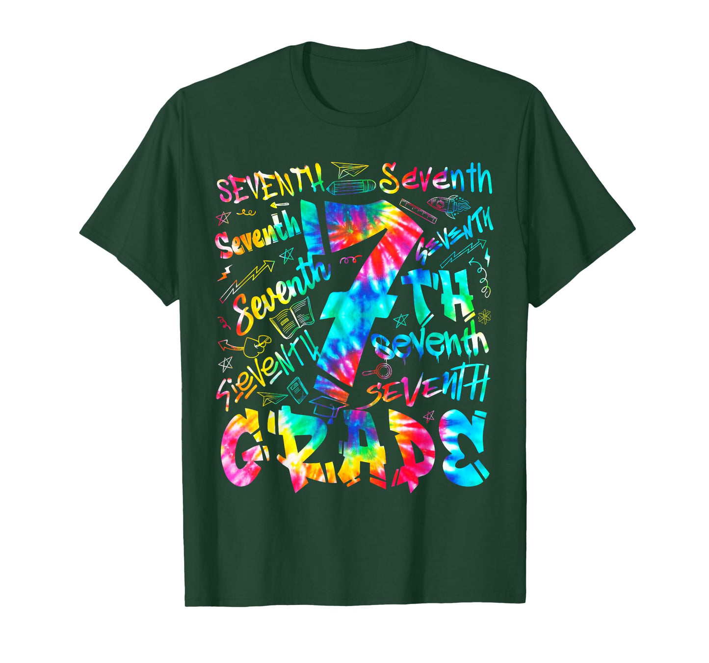 Back To School Seventh 7th Grade Tie Dye Typography Teacher T-Shirt