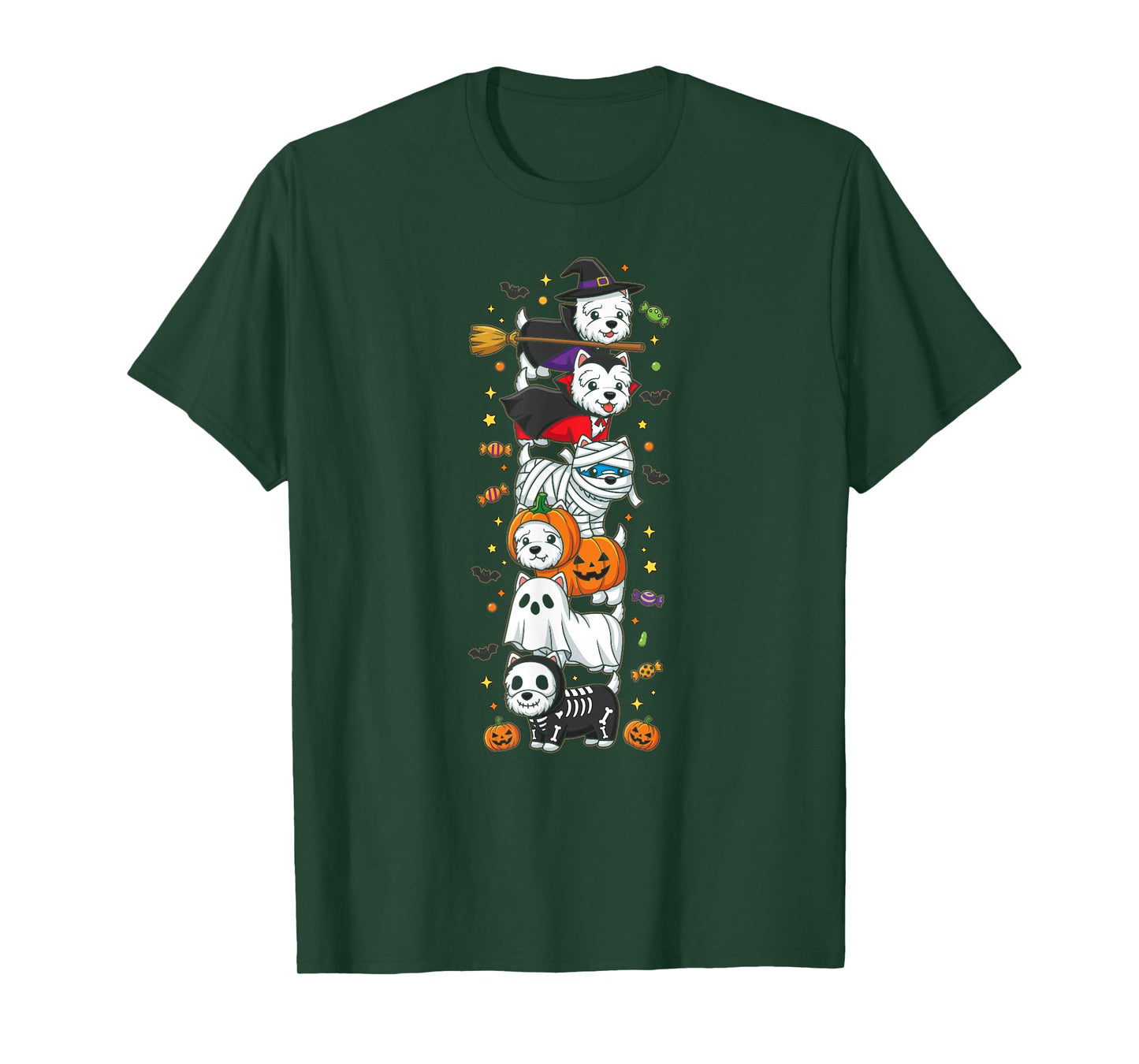 West Highland White Terrier Witch Vampire Ghost Halloween T-Shirt