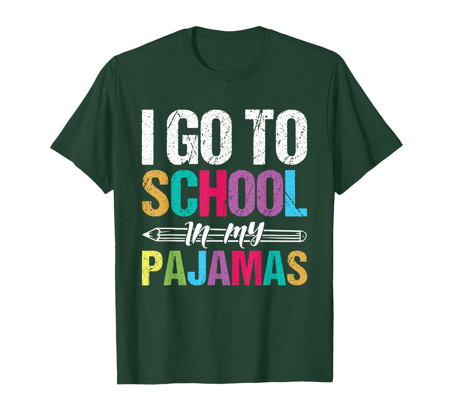 I Go To School In My Pajamas Online Teacher Home Schooling T-Shirt for Men Women Girls Kids