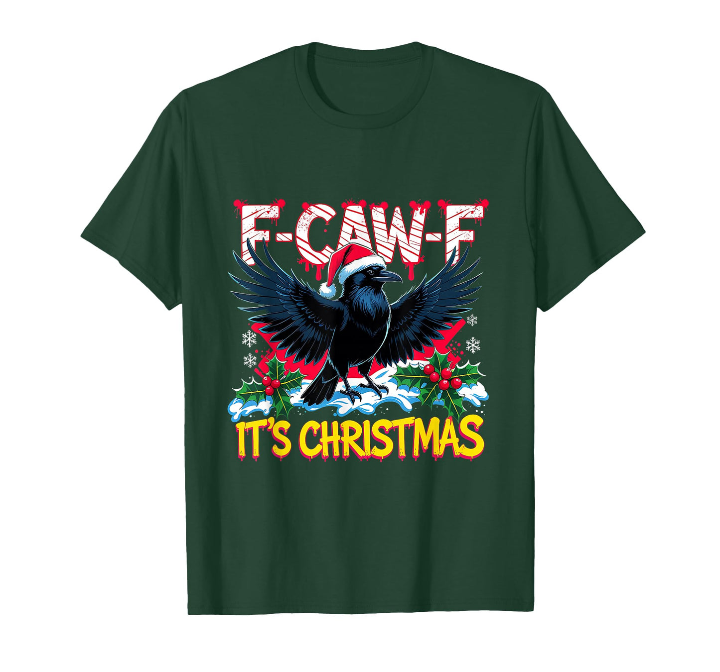 F-Caw-F It’s Christmas Funny Raven Holiday Lights Tee T-Shirt