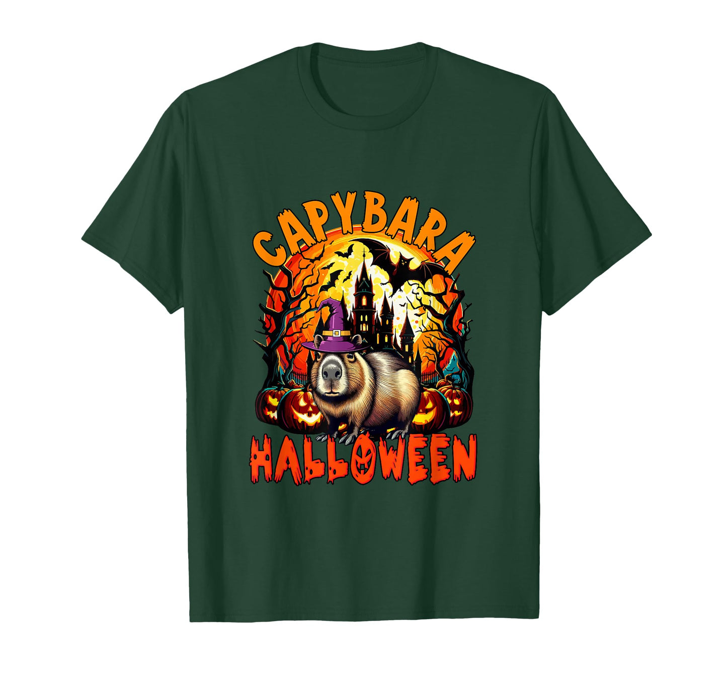 Capybara Halloween Cosplay Witch Horror Carved Pumpkins T-Shirt