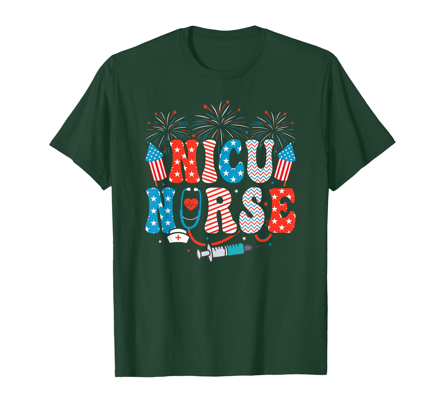NICU Nurse 4th Of July American Flag Patriotic Nicu Nurse T-Shirt