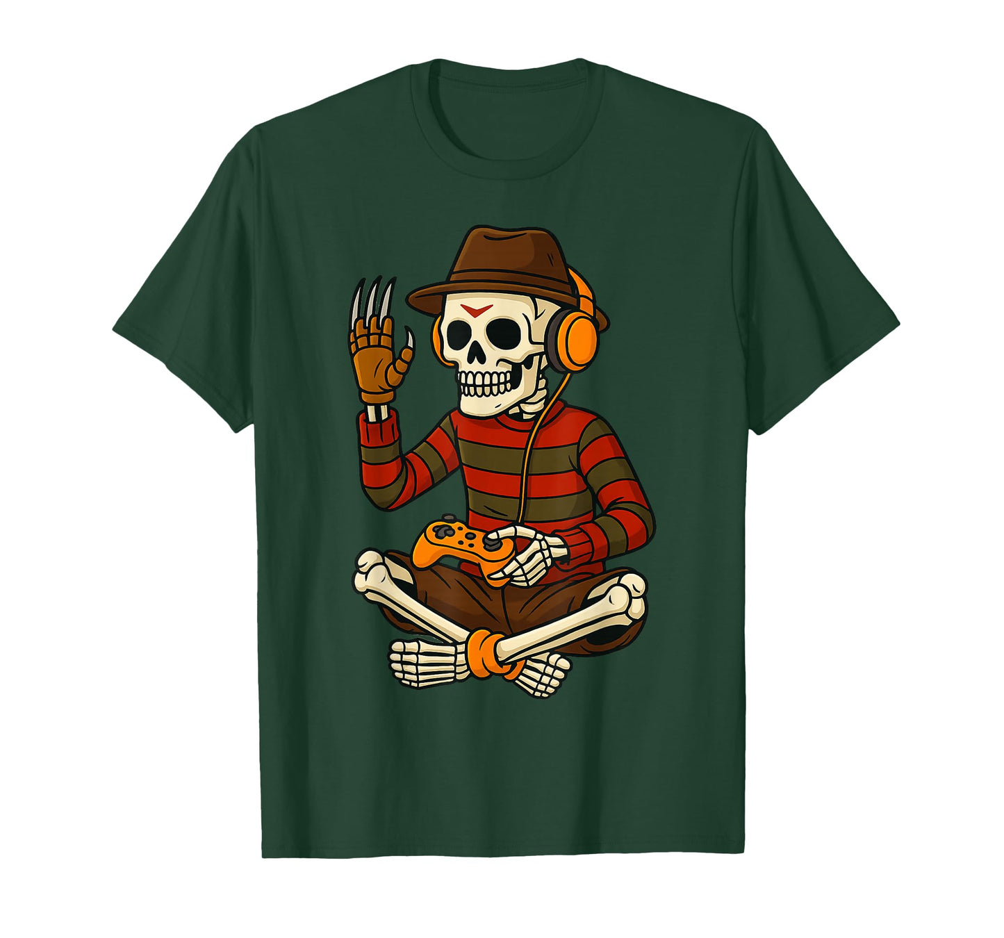Halloween Skeleton Gamer Video Gaming Funny Skeleton Gaming T-Shirt