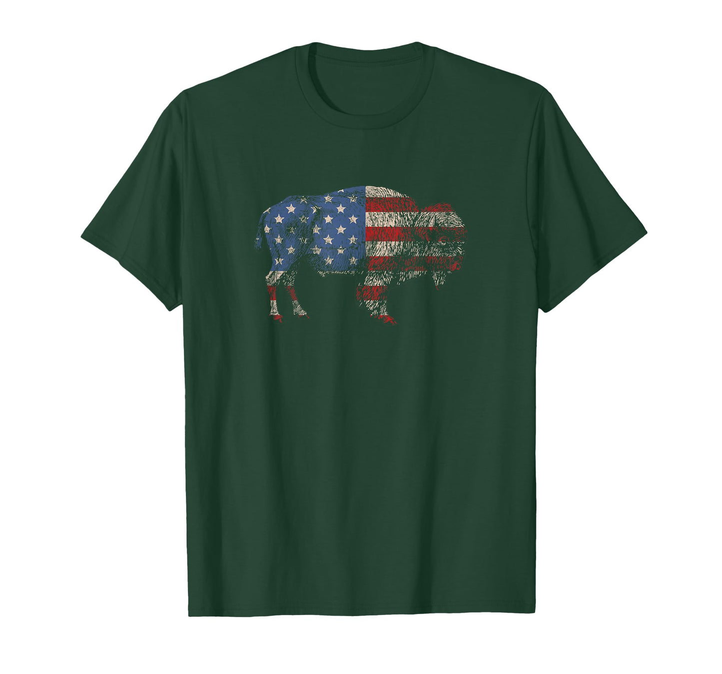 Vintage Retro Bison American Flag Buffalo Simple T-Shirt T-Shirt