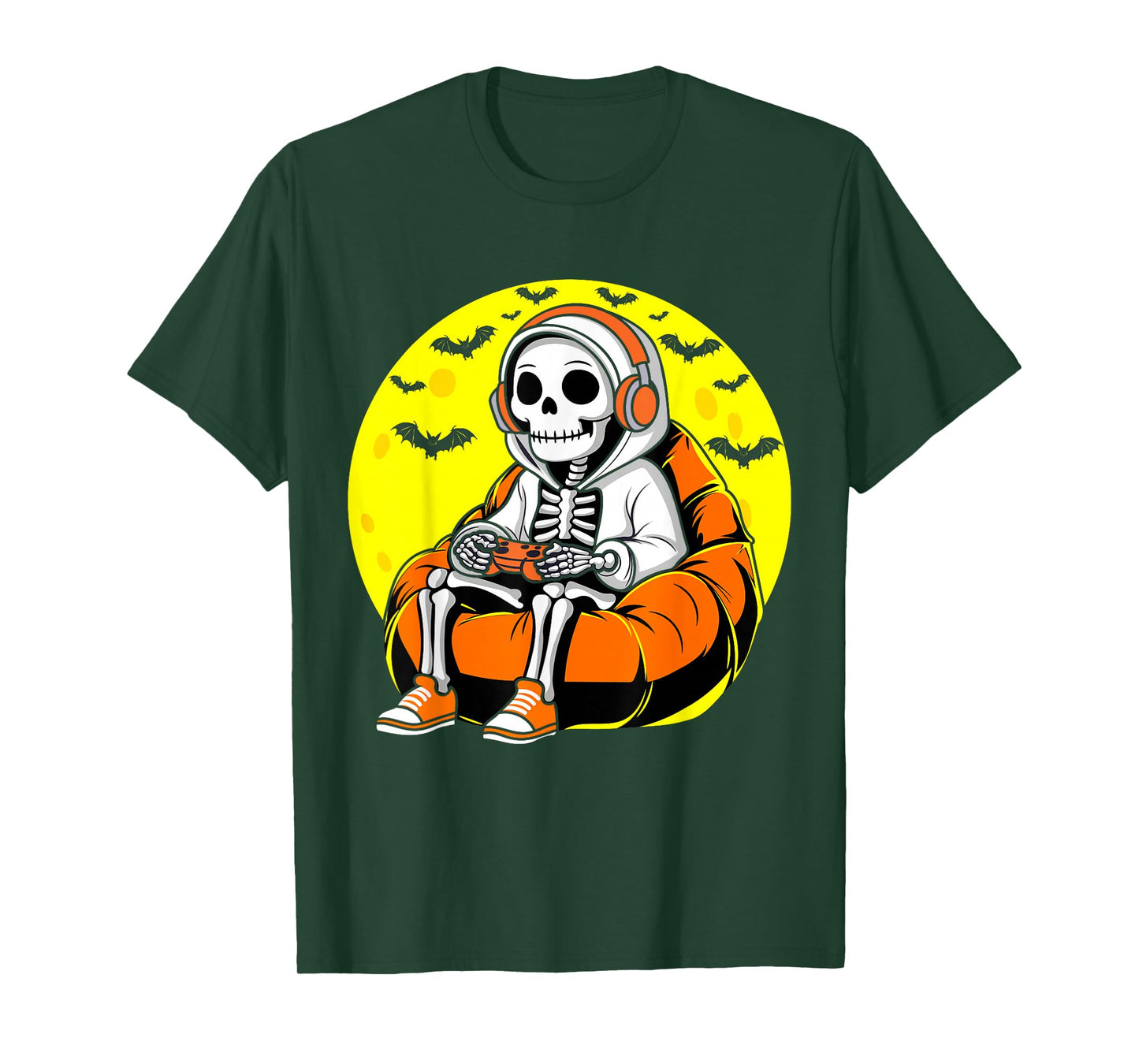 Funny Halloween Skeleton Gamer Video Gaming Graphic Design T-Shirt