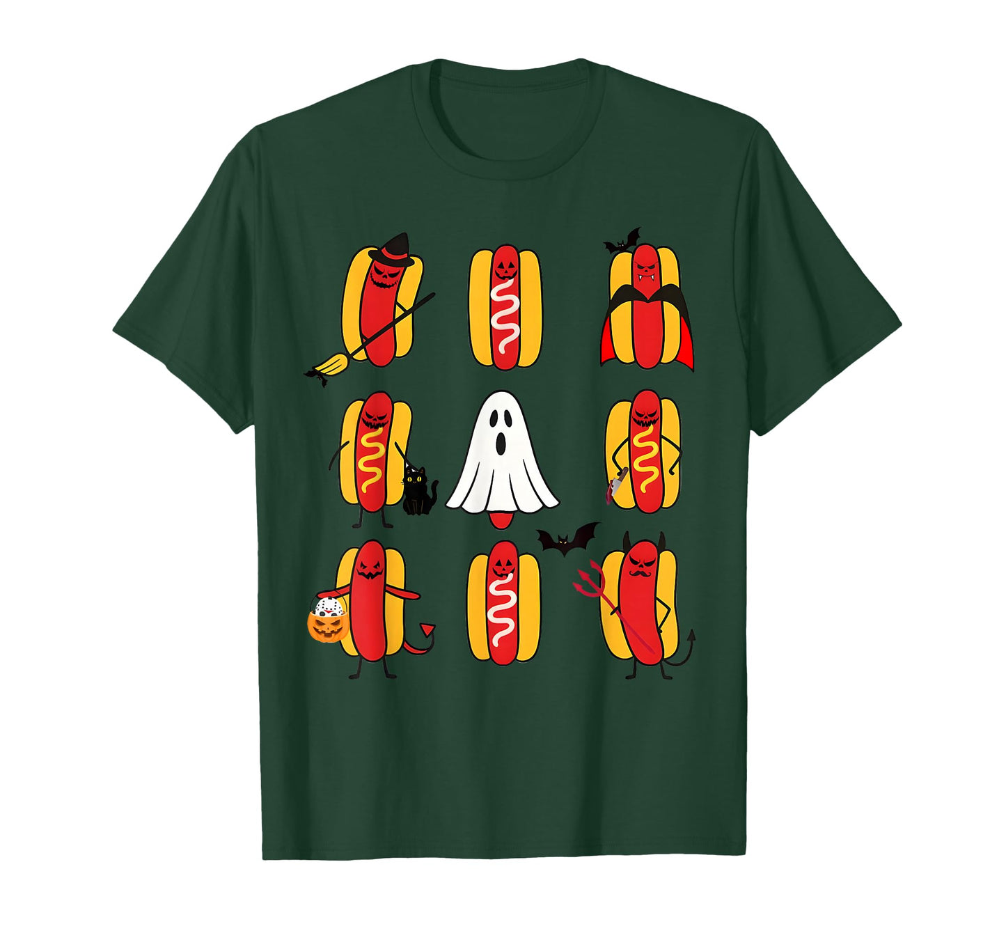 Hot Dogs Cosplay Wicth Boo Ghosts Food Halloween Costumes T-Shirt