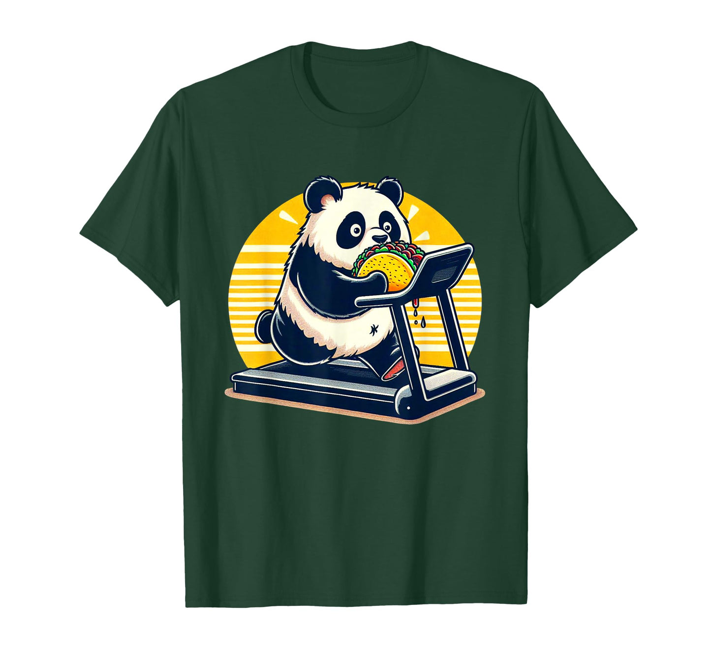 Panda Bear Eating Taco Running On Treadmill Exercise Funny T-Shirt
