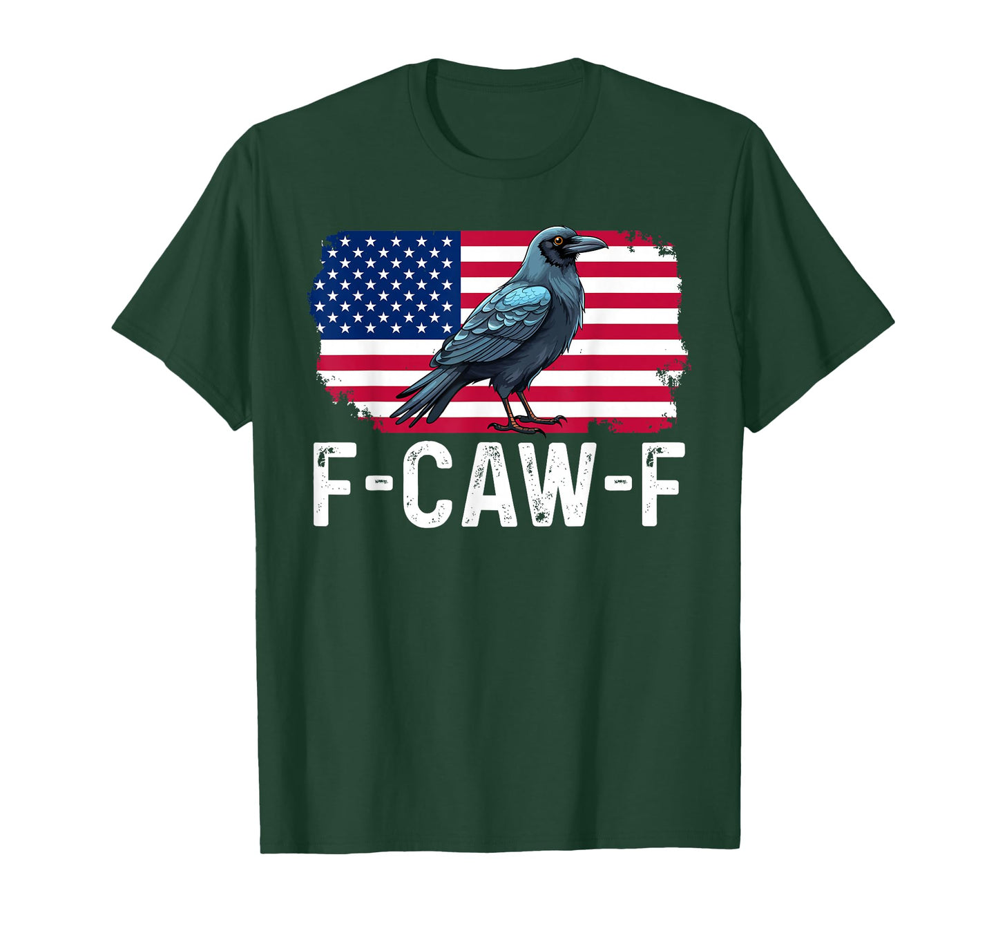 Funny F-Caw-F Crow FCAWF Patriotic Bird USA Flag T-Shirt