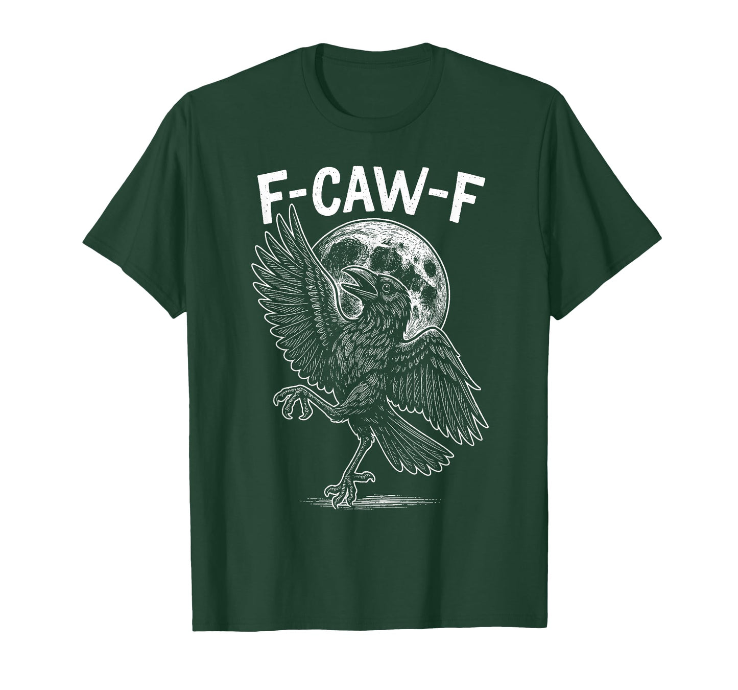 Funny Black Crow, F-Caw-F Gothic Black Bird Moon Adult Humor T-Shirt