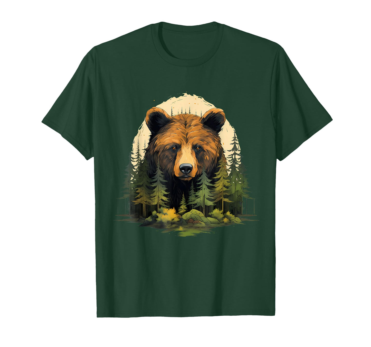Bear Portrait Forest Animal Art Artwork Forest Wildlife T-Shirt
