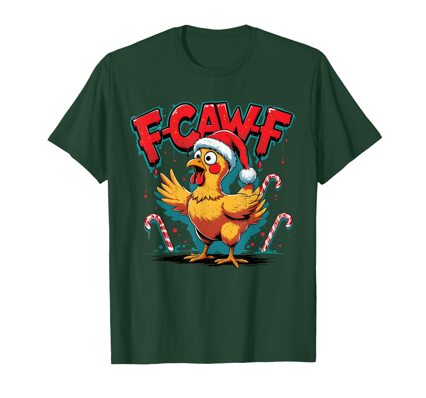 F-Caw-F Funny Chicken Humor Santa Christmas Rooster Joke T-Shirt