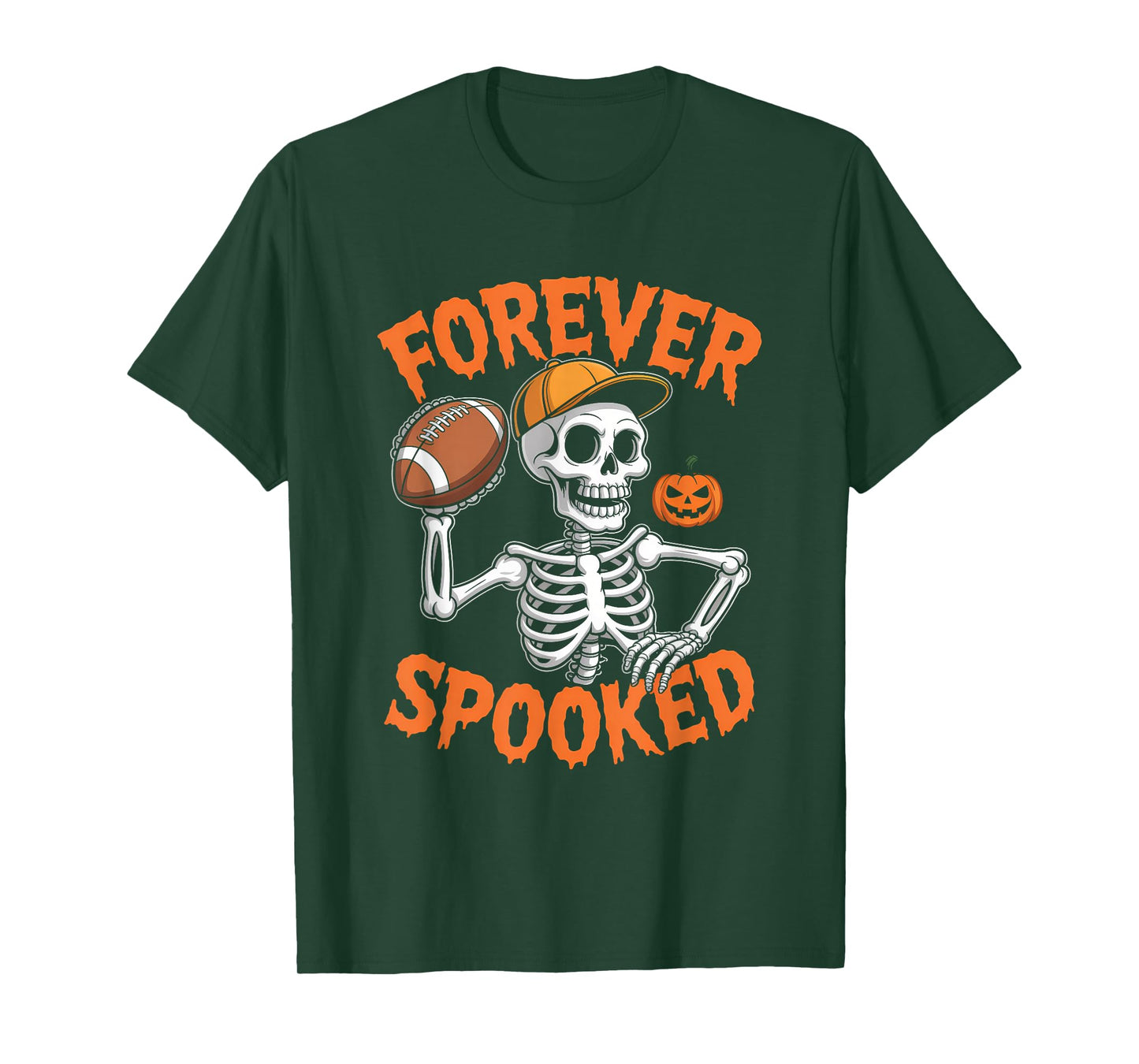 Halloween Skeleton Football Forever Spooked Tee T-Shirt