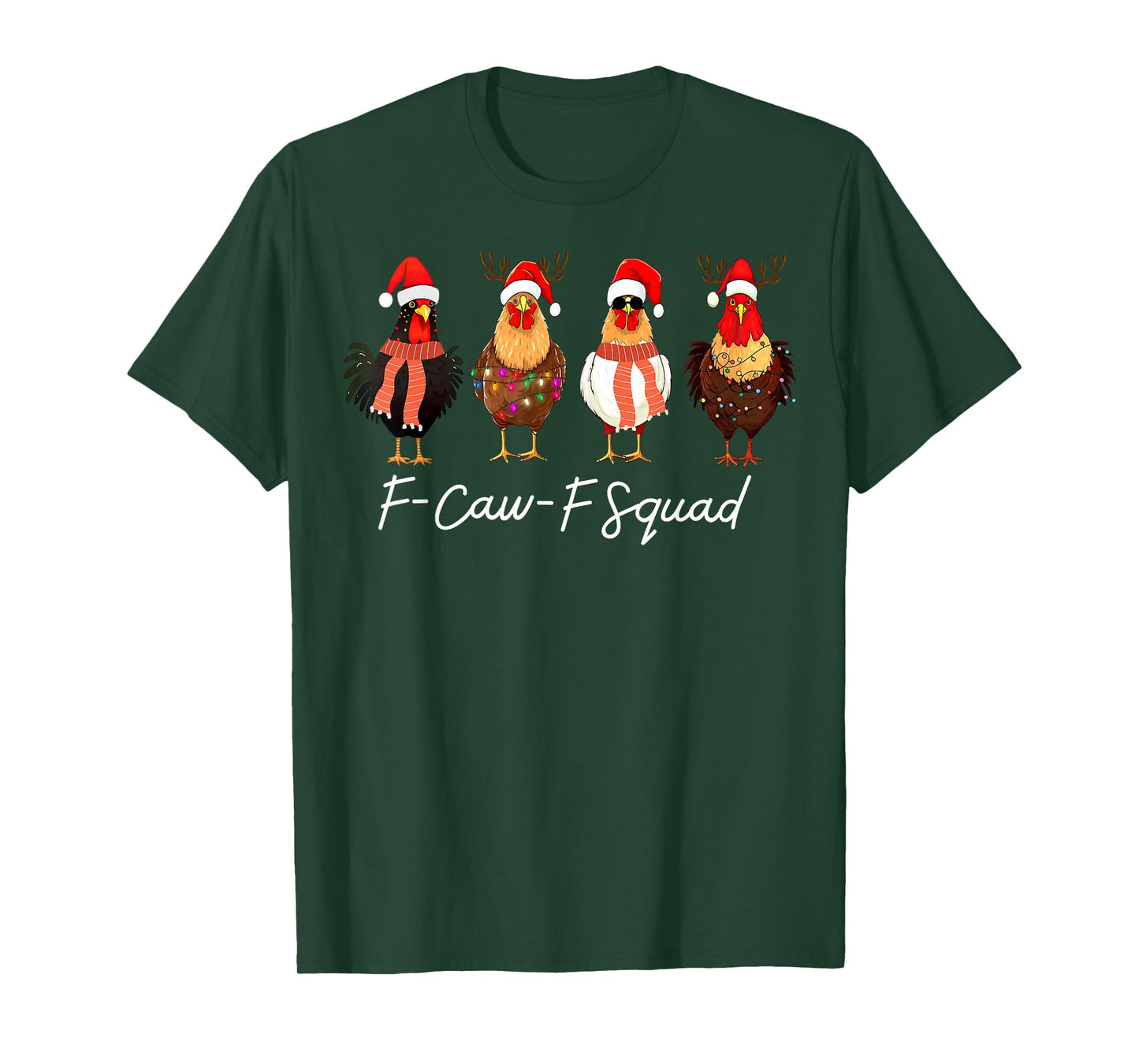 F-Caw-F Squad Chicken Santa Hat Christmas Pajamas Holiday T-Shirt