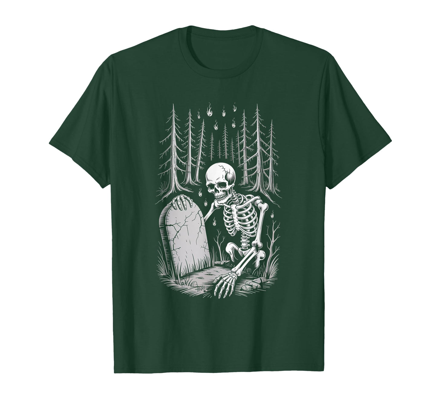 Creepy Skeleton Rising in Haunted Forest Scene Gift T-Shirt