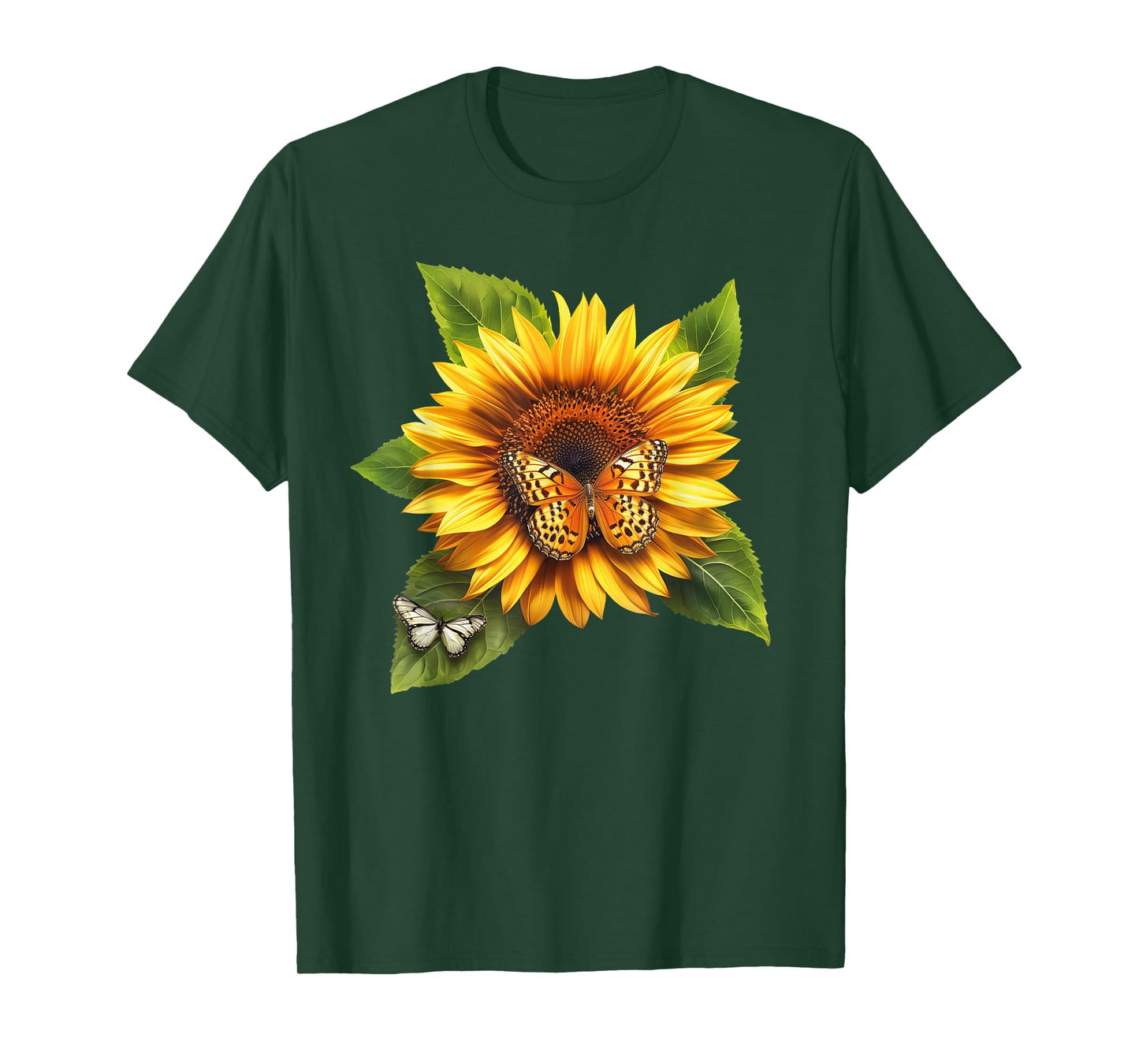 Butterfly Sunflower Floral Flower T-Shirt