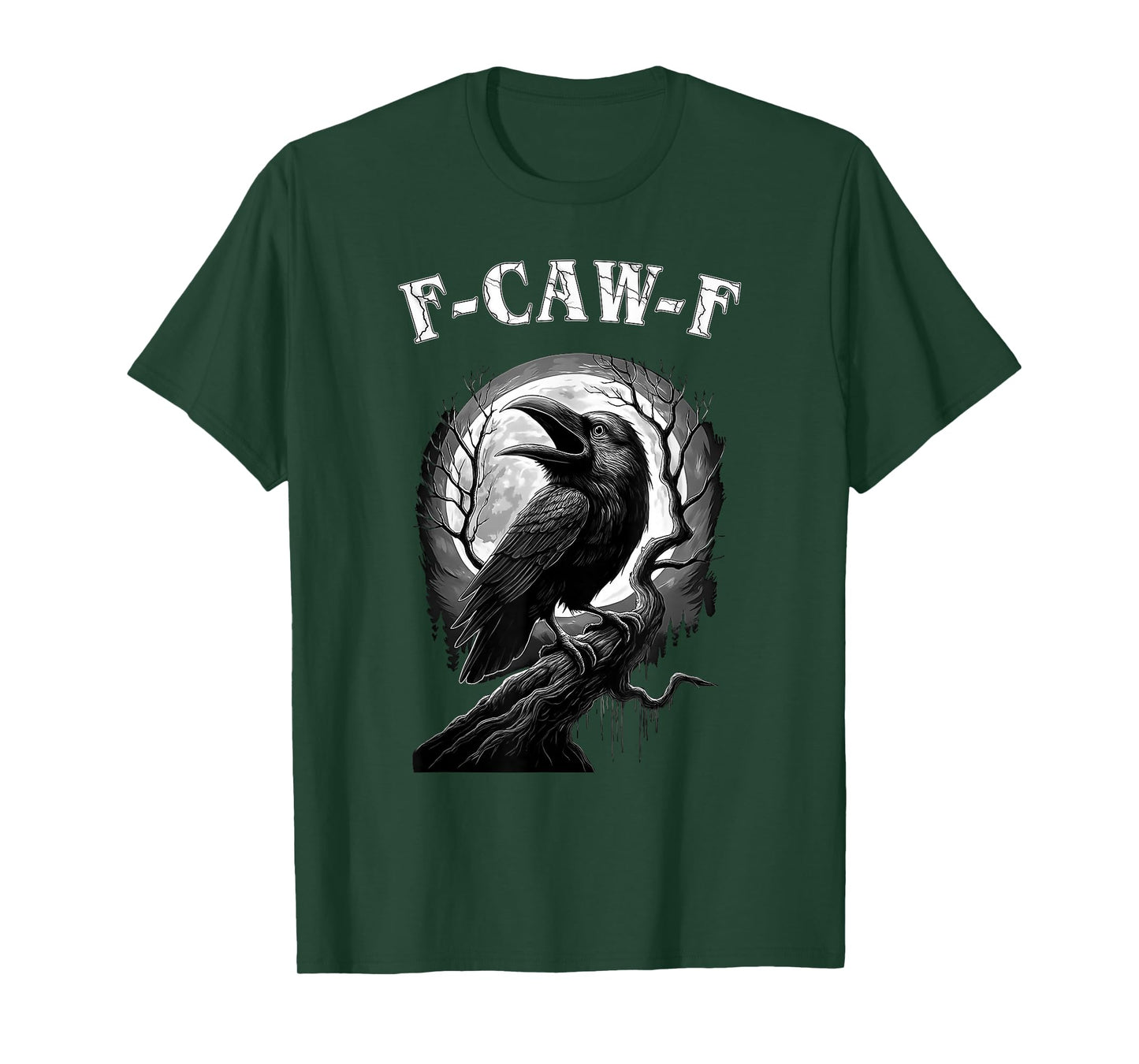 Black Crow F-Caw-F Funny Black Bird Moon Gothic Halloween T-Shirt