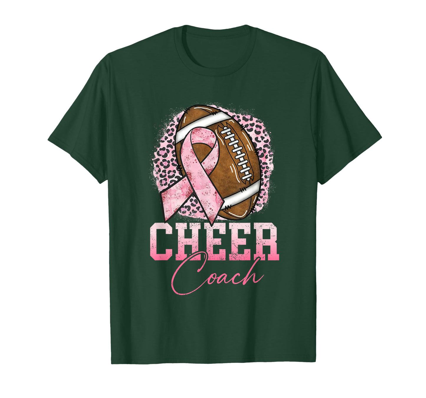 Football Cheer Coach Pink Ribbon Breast Cancer Awareness T-Shirt