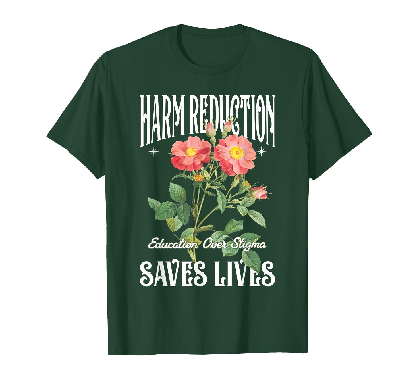 Retro Flower Harm Reduction Saves Lives Overdose Awareness T-Shirt