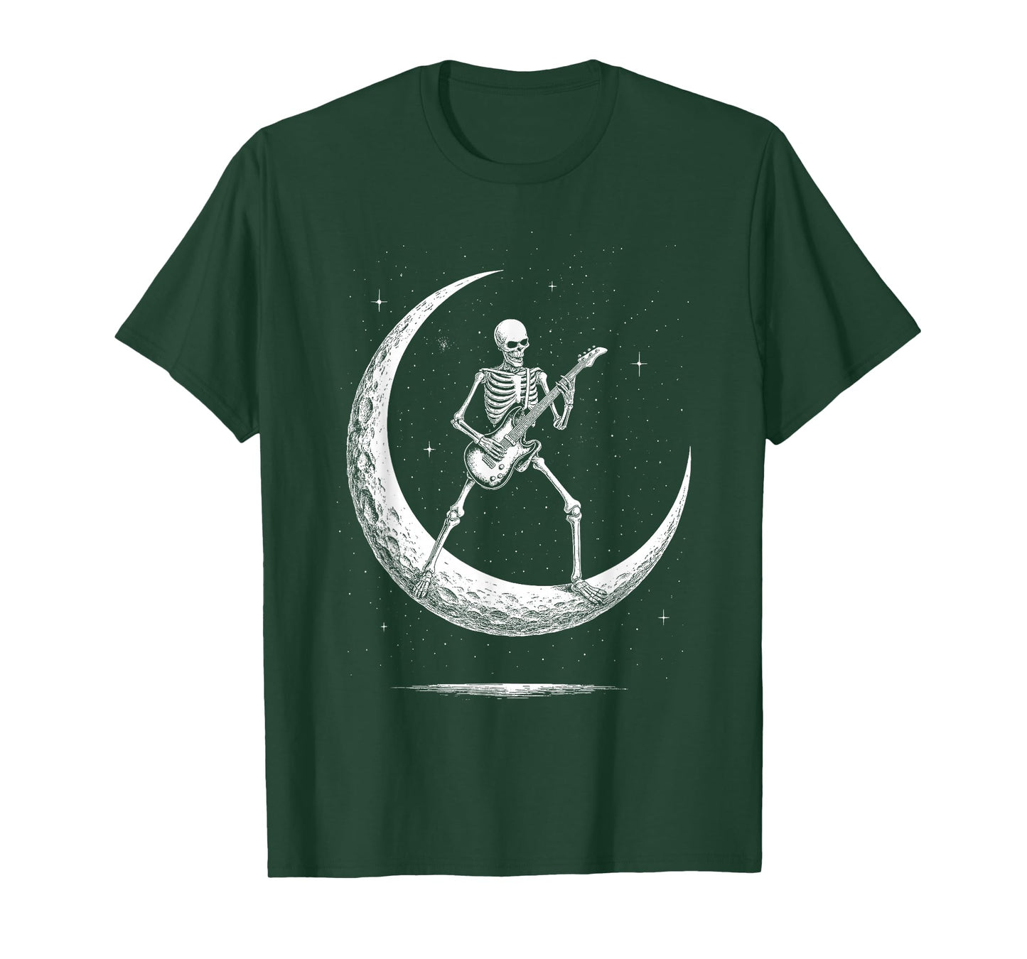 Skeleton Guitar Rock Moon Cool Rock Funny Roll Design Gifts T-Shirt