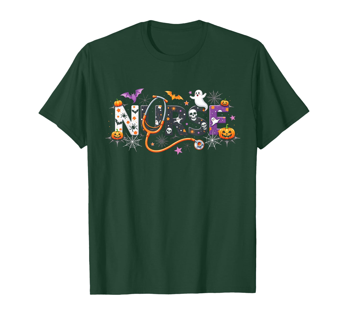 Halloween Nurse 2025 Funny Letter Nursing School Life Fall T-Shirt