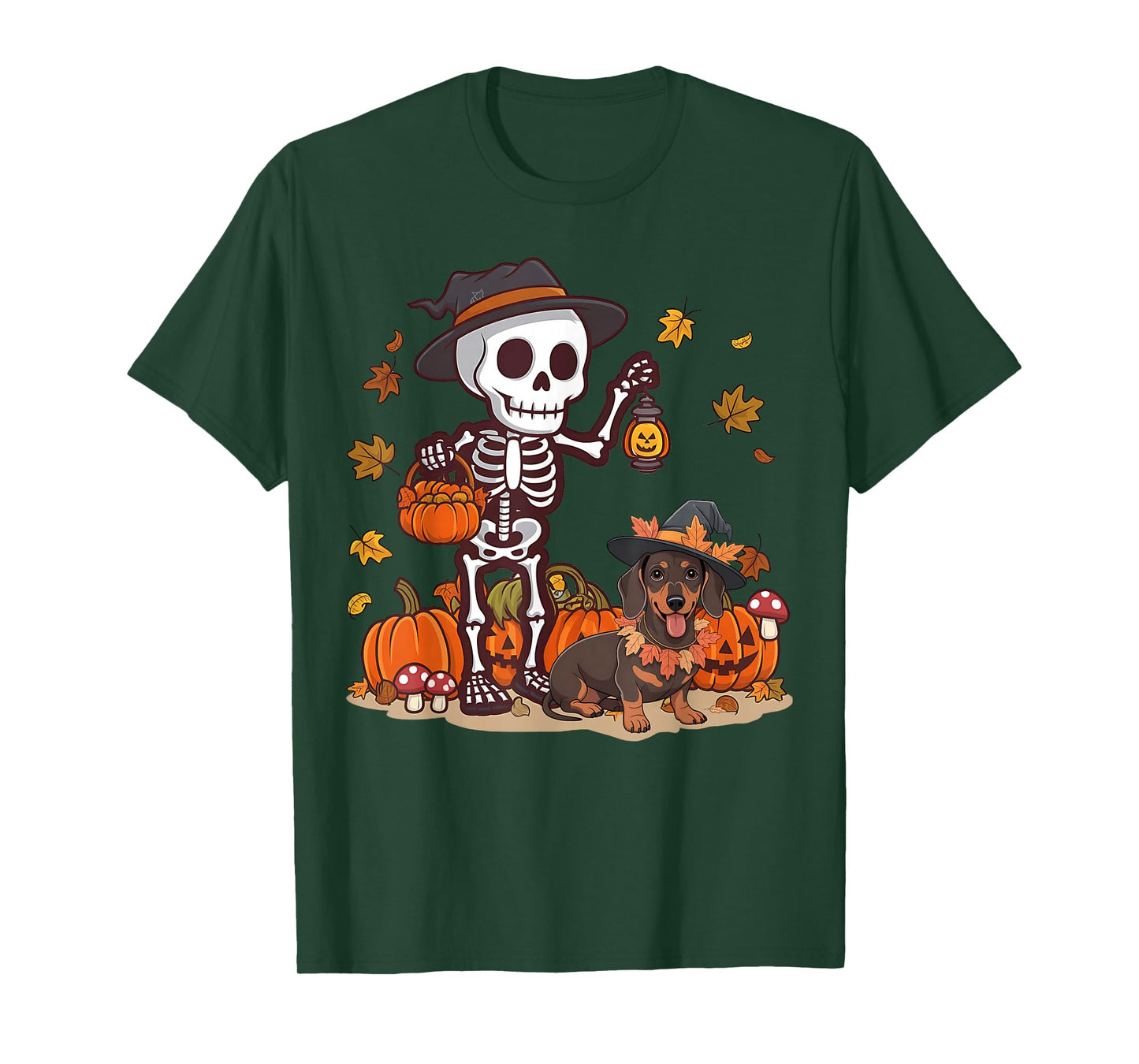 Funny Dachshund Skeleton Spooky Dog Lover Halloween T-Shirt
