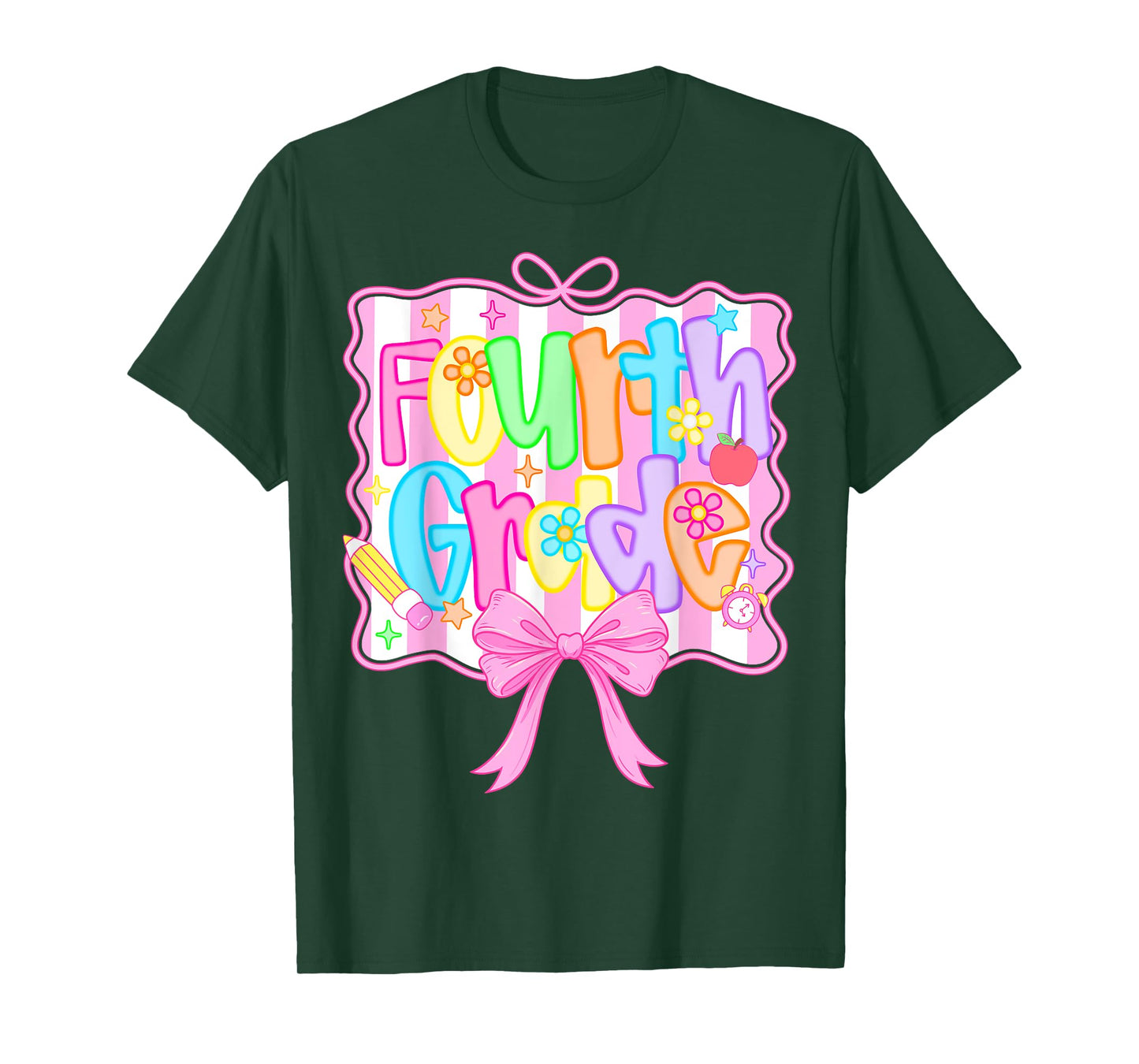 Fourth Grade Back to School Bow Cute Coquette 4th Grade Girl T-Shirt