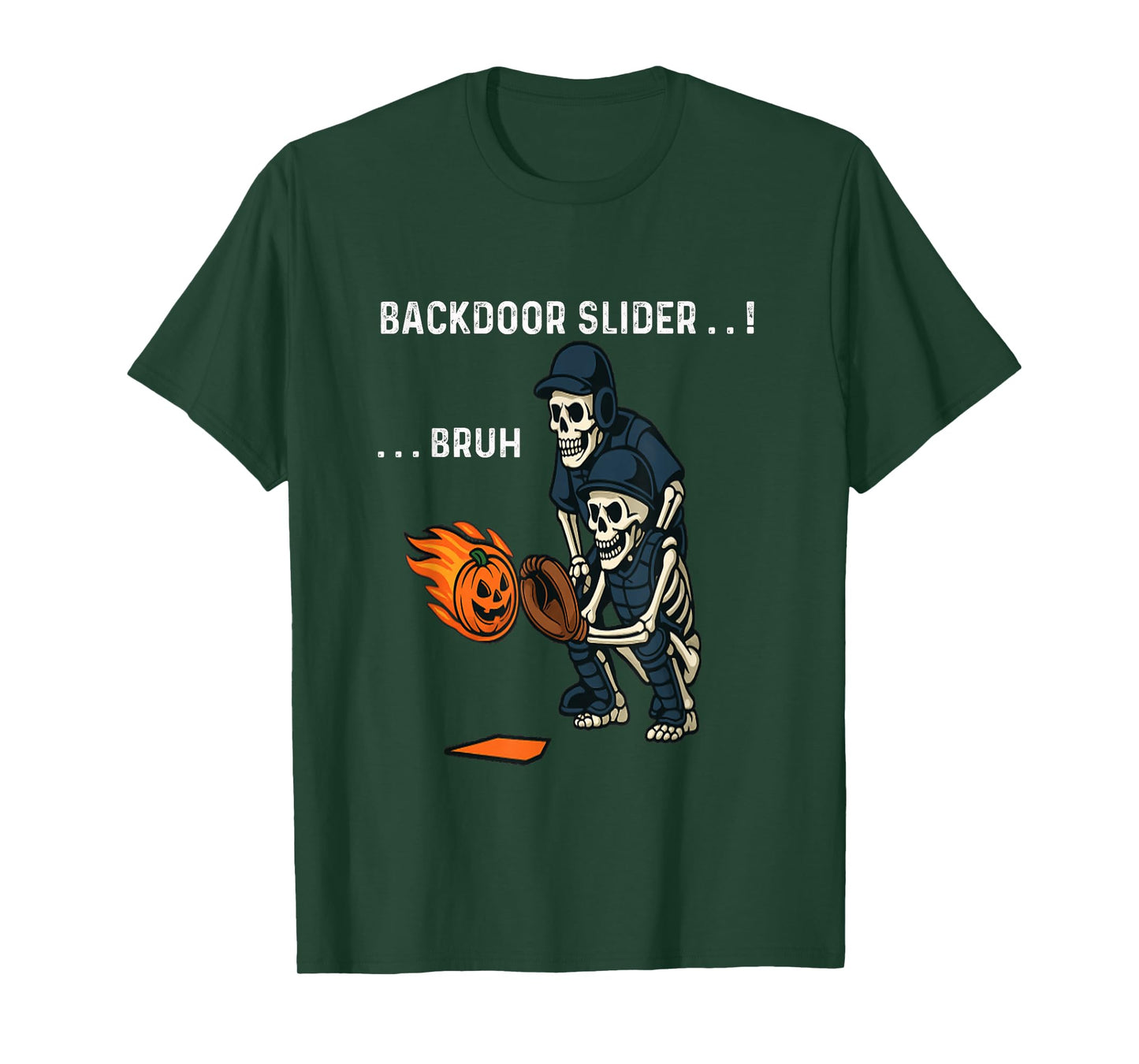 Halloween Skeleton Baseball Players Backdoor Slider Design T-Shirt