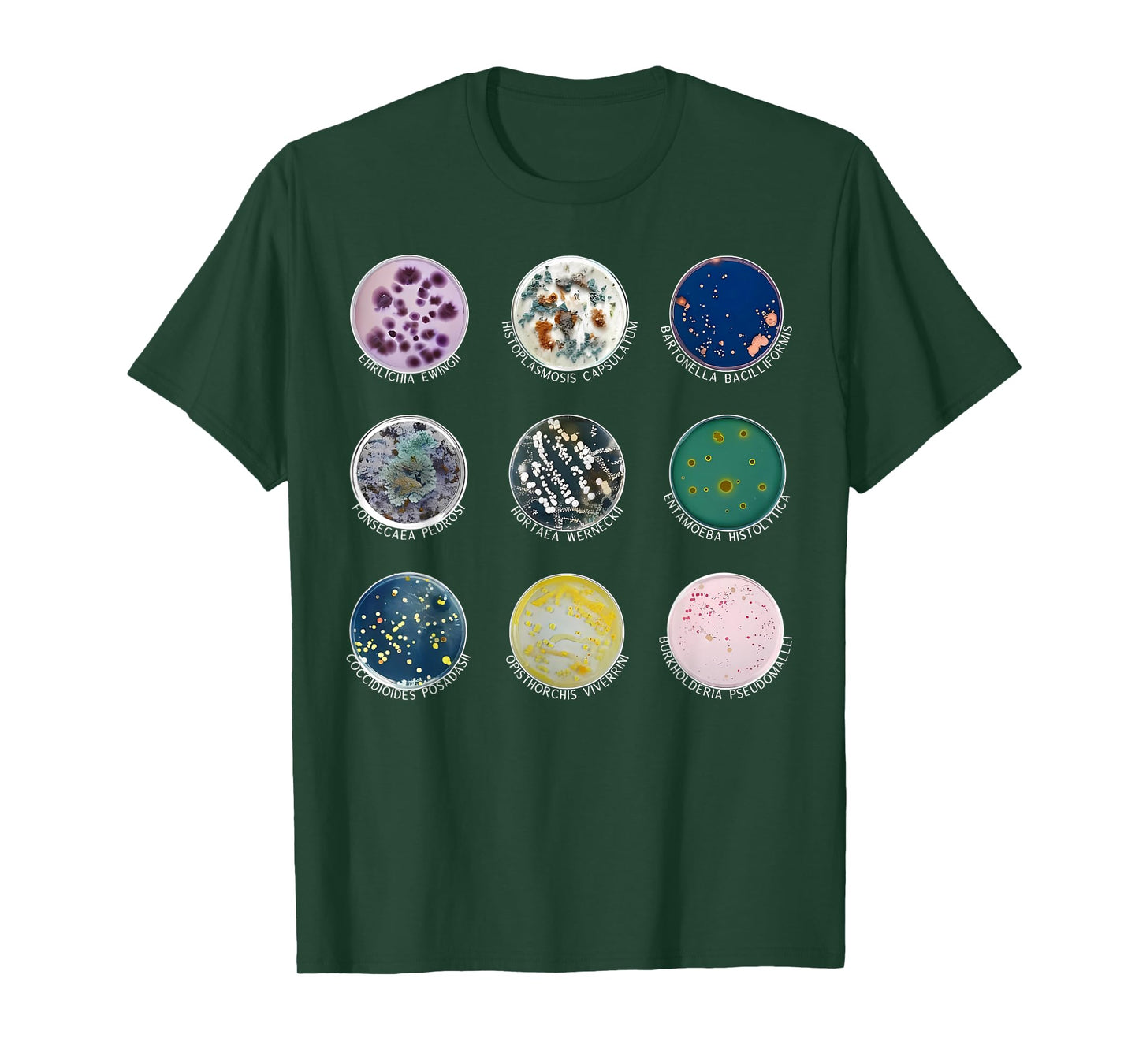 Types of Petri Dish Bacteria Microbiologist Biology Teacher T-Shirt