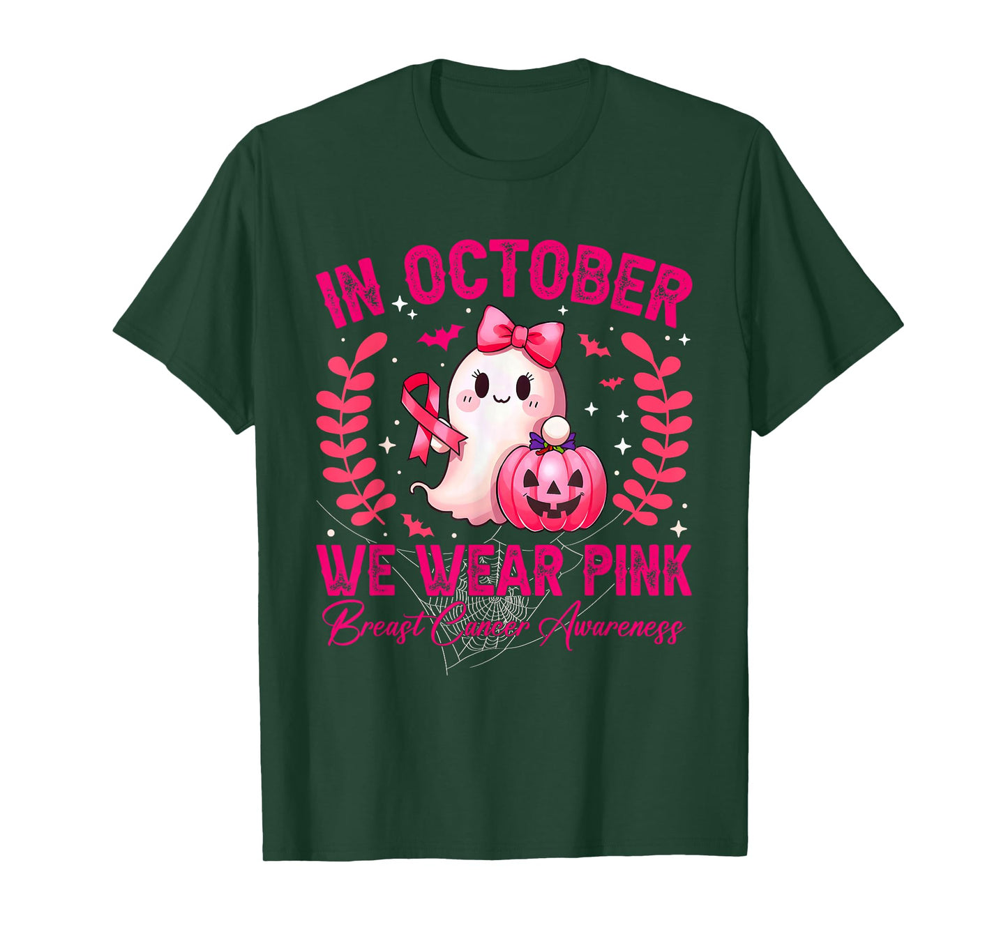 Breast Cancer Halloween Women in October We Wear Pink T-Shirt
