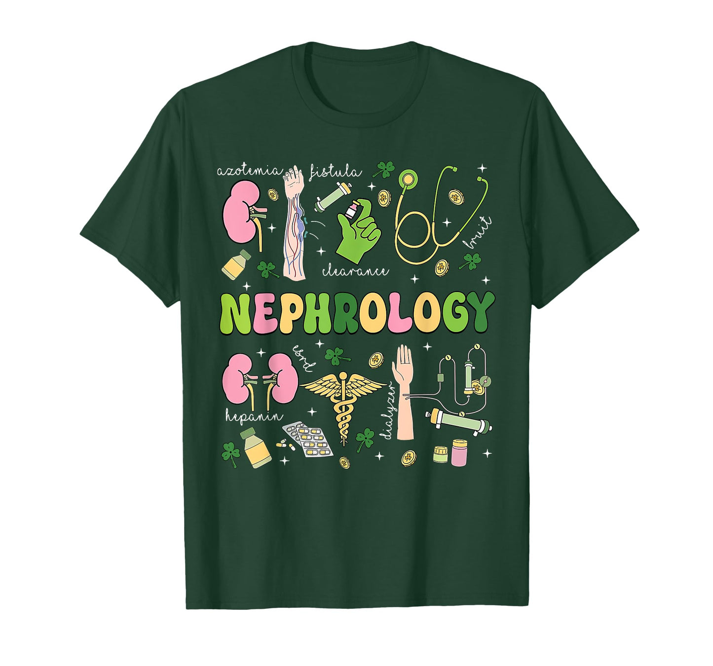 Retro Nephrology Nurse Kidney Dialysis Tech St Patricks Day T-Shirt