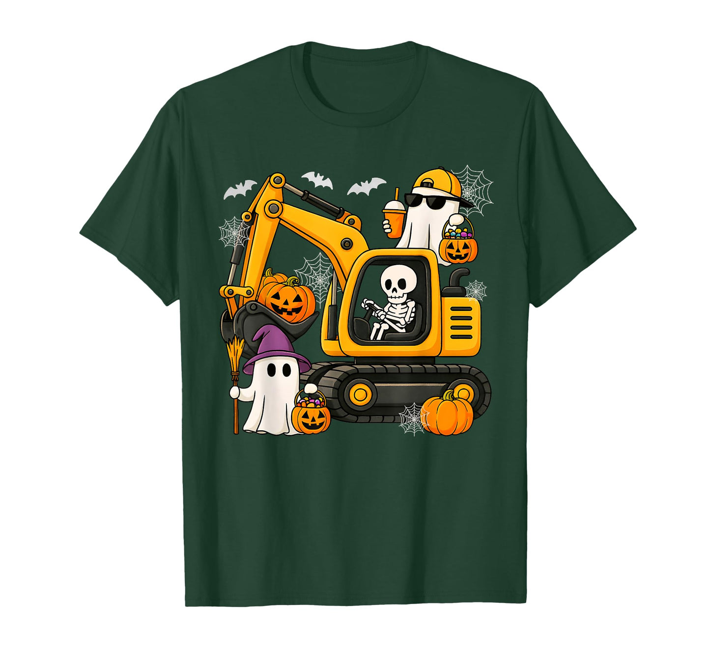 Funny Boo Skeleton Construction Trucks Halloween Costumes Bo T-Shirt
