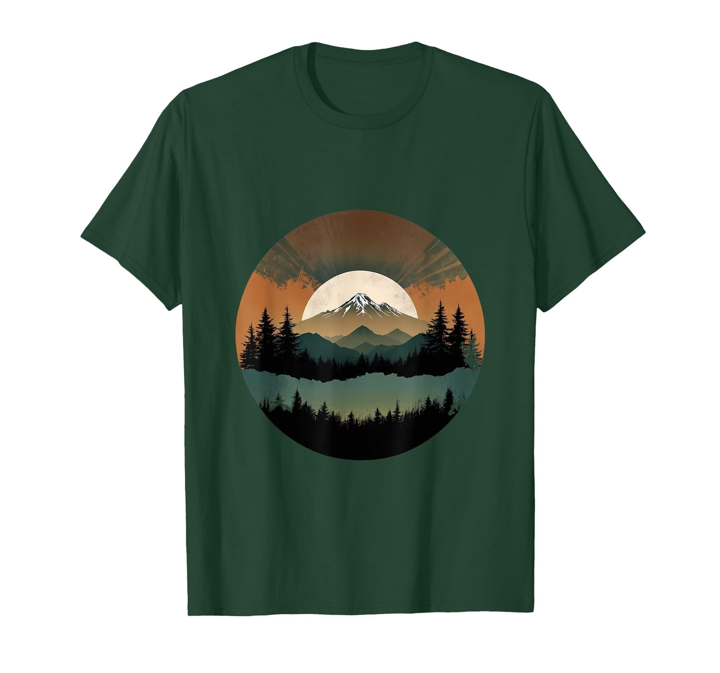 Vintage Mountain Forest Landscape Retro Sunset Aesthetic T-Shirt