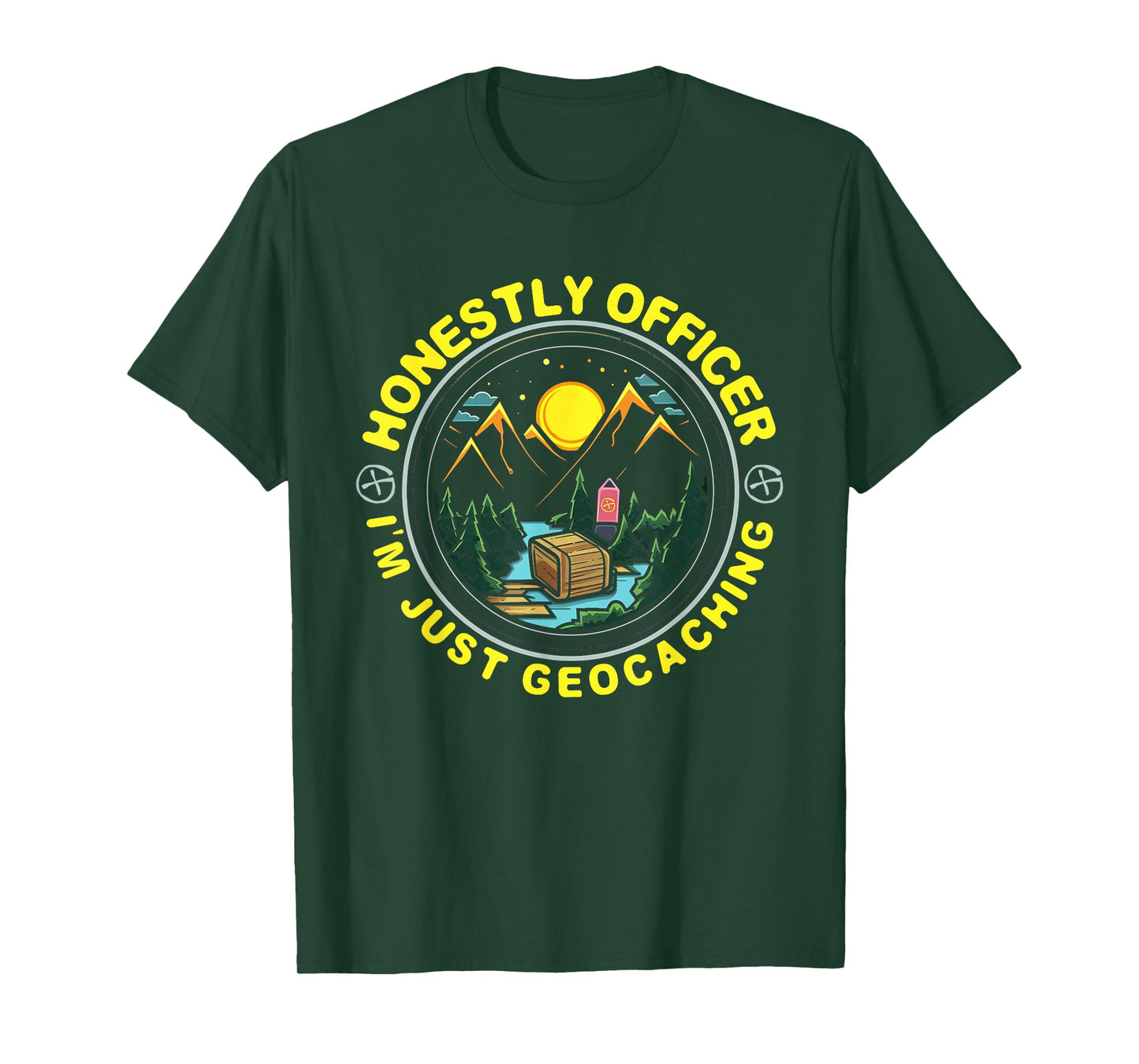 Honestly Officer I'm Just Geocaching Map Reading Geocache T-Shirt