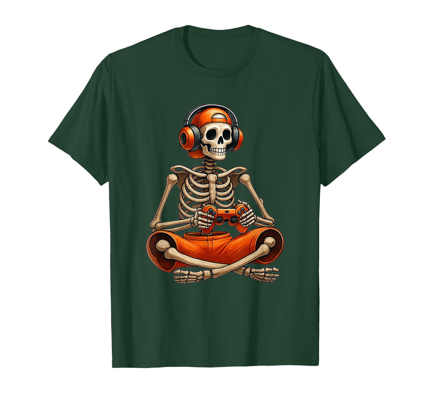 Funny Skeleton Video Game Halloween Gaming Gamer Boys Men T-Shirt