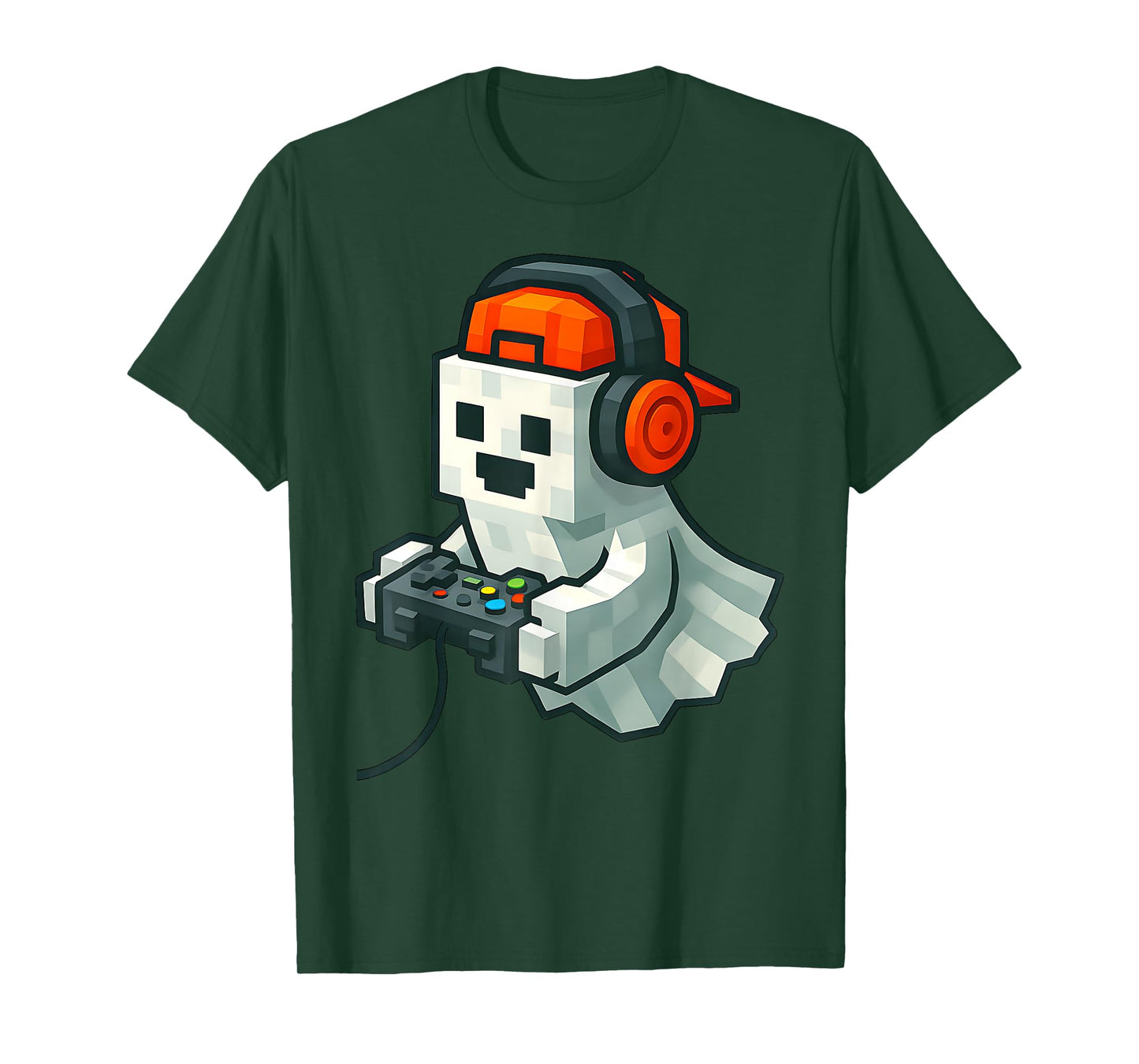 Halloween Ghost Gamer Funny Pixel Video Gaming Boys Men Kids T-Shirt