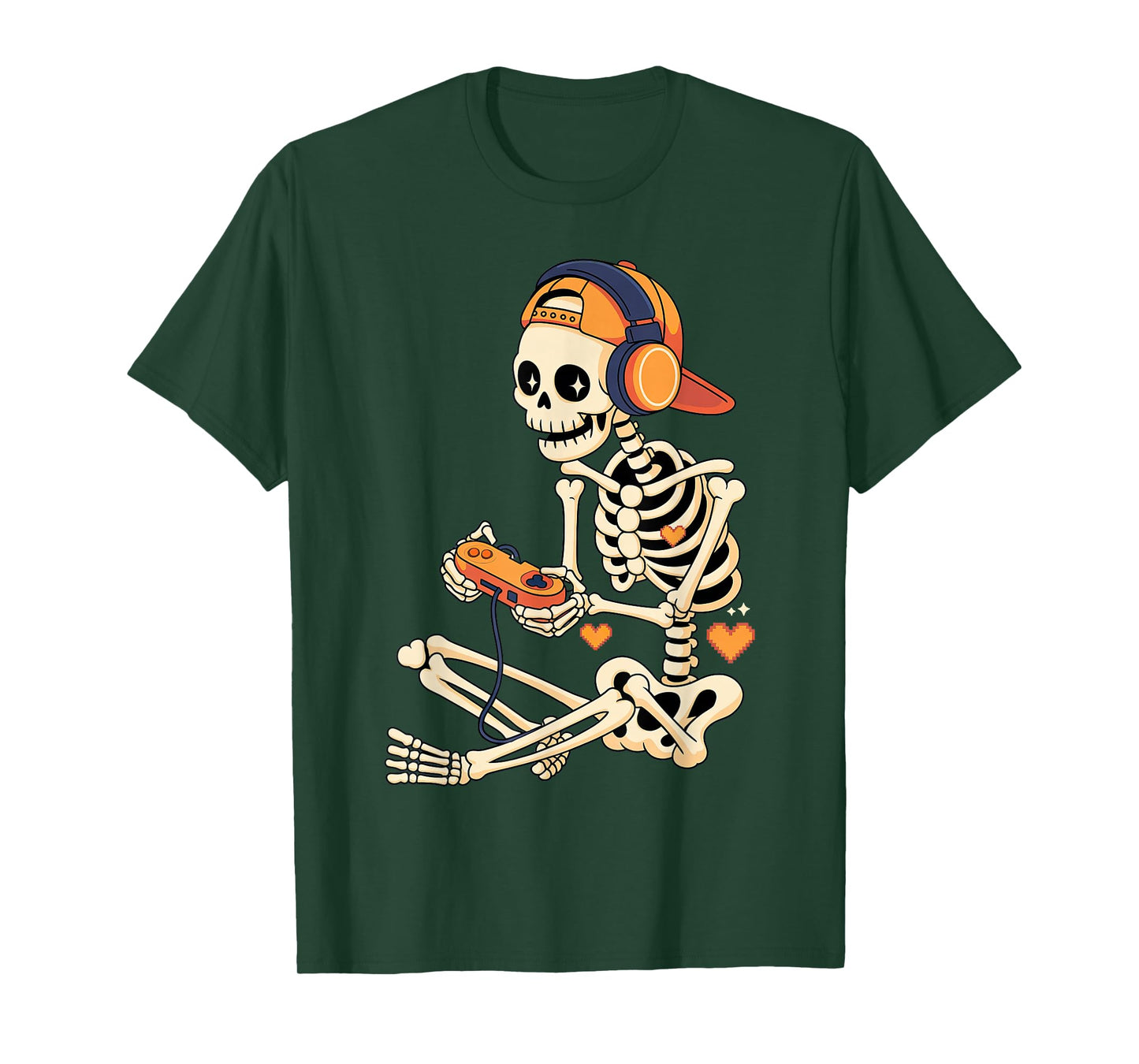 Halloween Skeleton Gamer Video Gaming T-Shirt