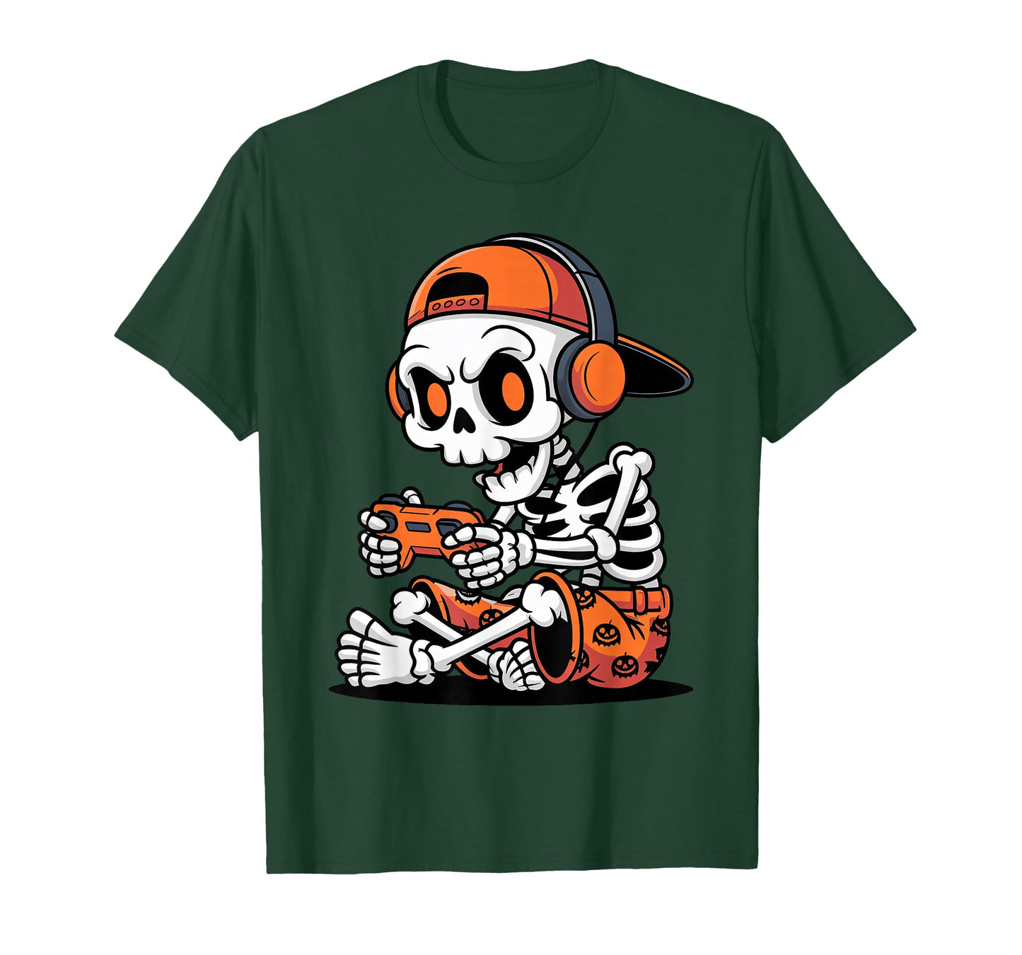 Funny Halloween Kids Skeleton Gamer Costume Video Gaming T-Shirt